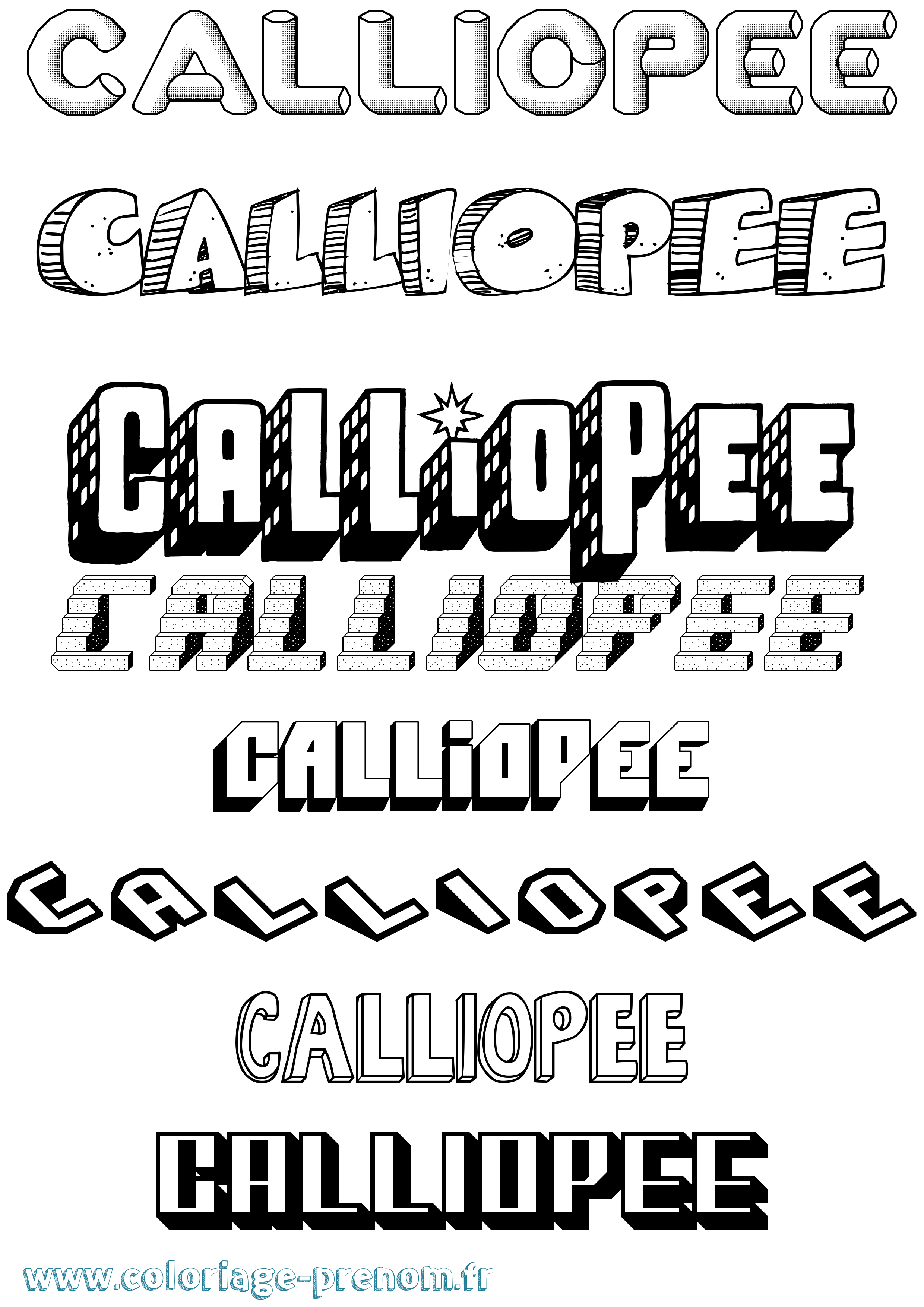 Coloriage prénom Calliopee Effet 3D