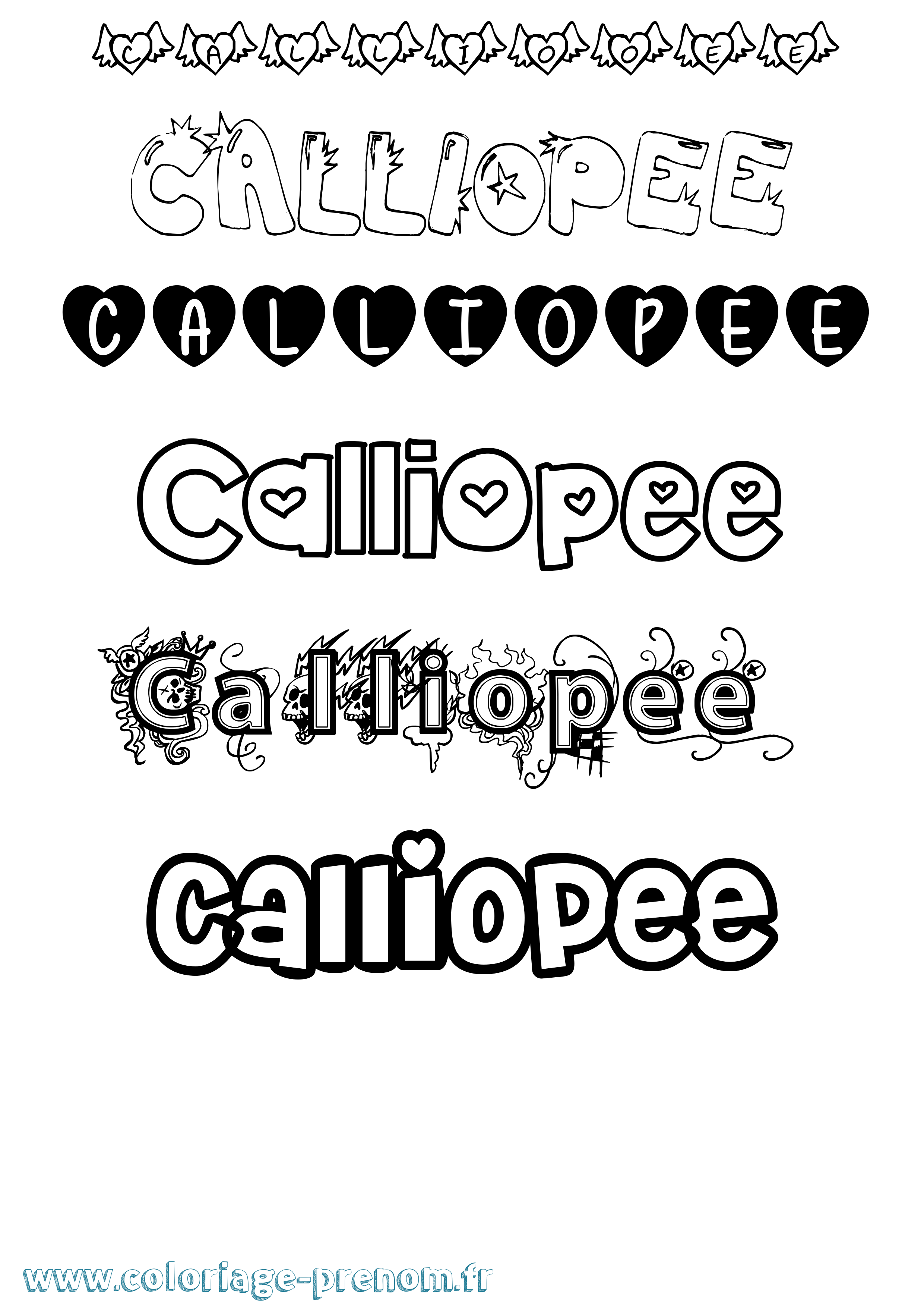 Coloriage prénom Calliopee Girly
