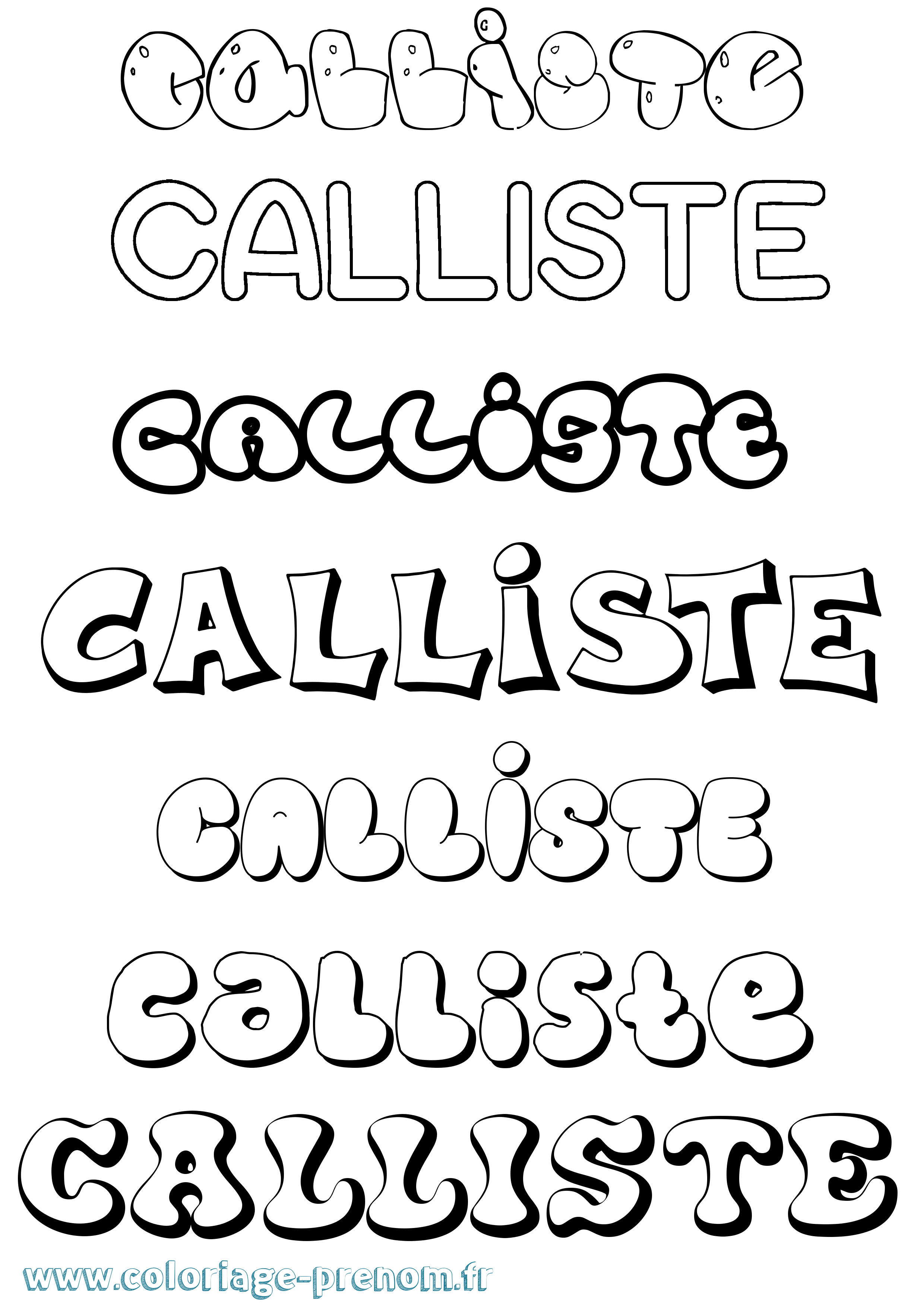 Coloriage Calliste Bubble Coloriage prénom Calliste Bubble