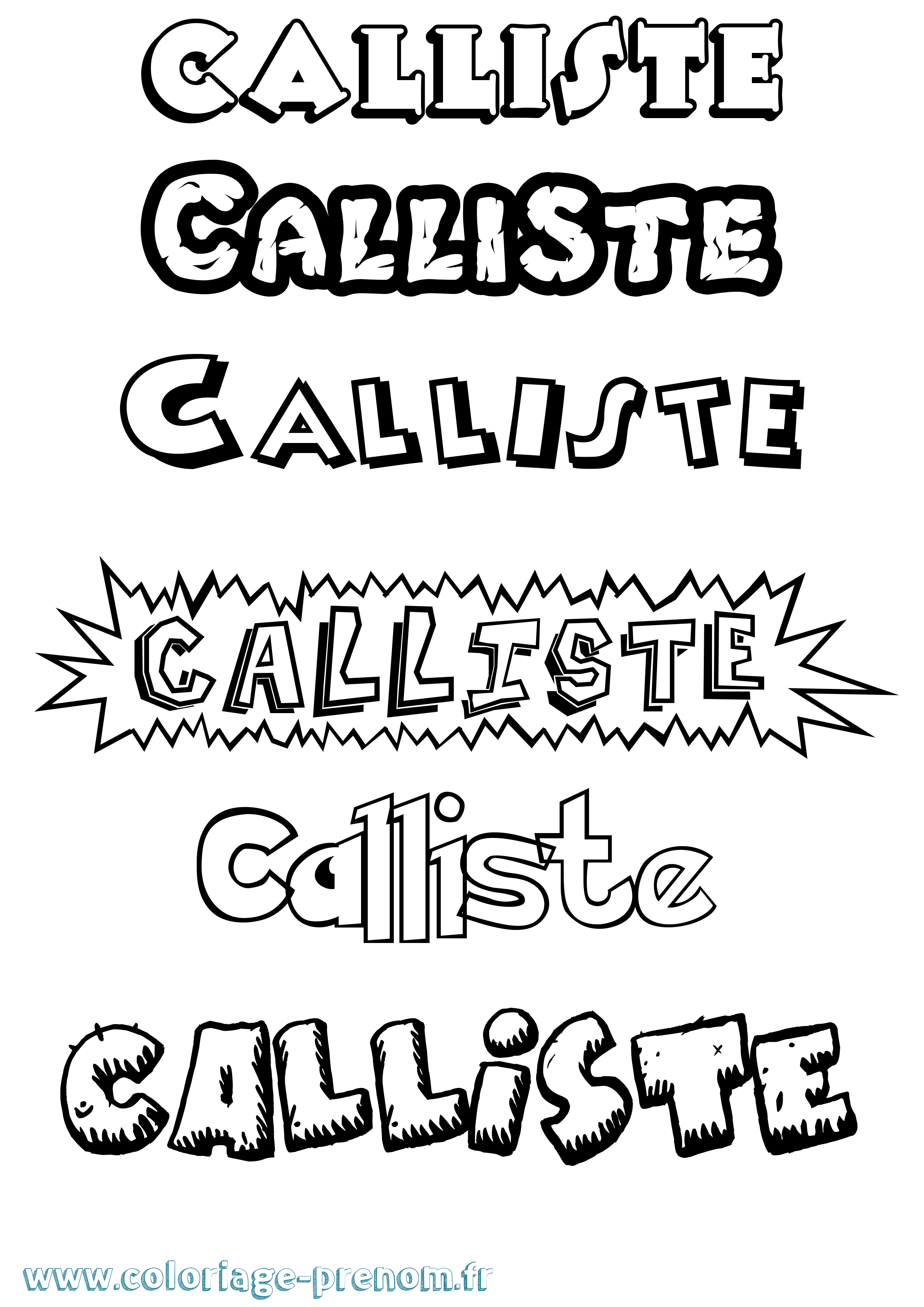 Coloriage Calliste Dessin Animé Coloriage prénom Calliste Dessin Animé