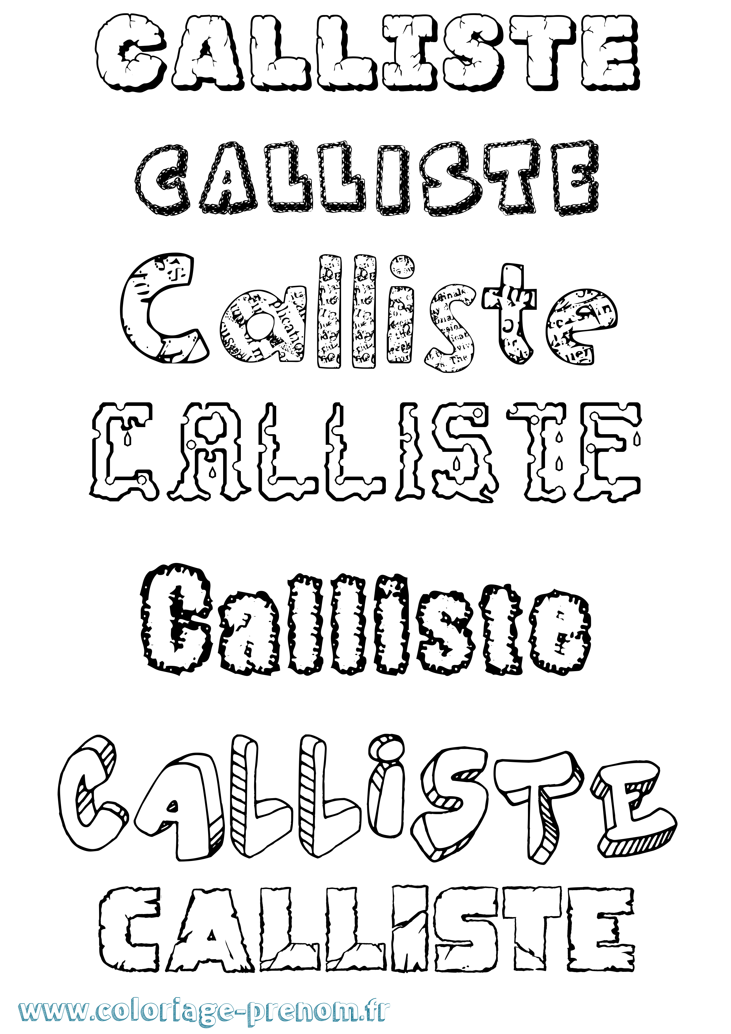 Coloriage Calliste Destructuré Coloriage prénom Calliste Destructuré