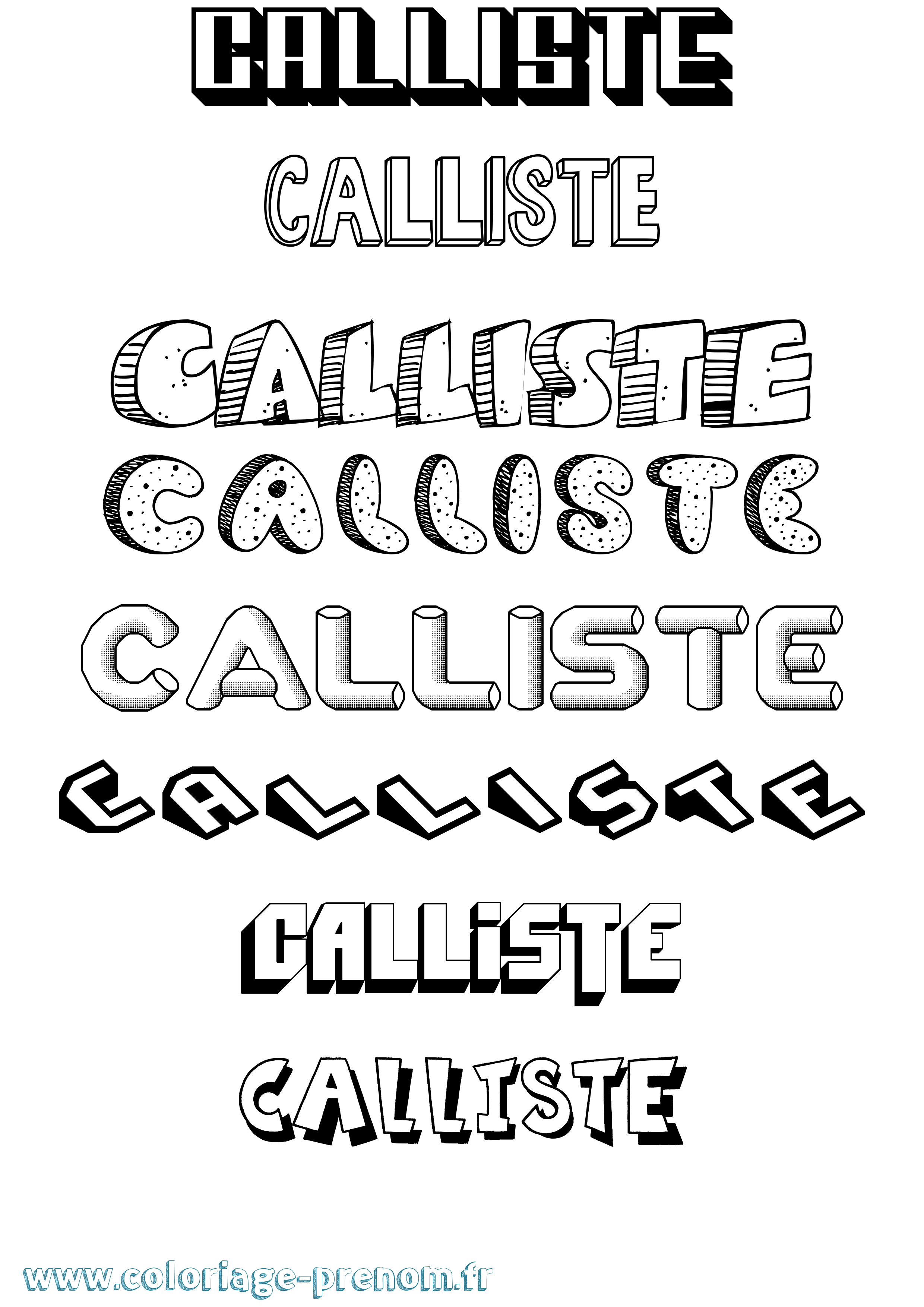 Coloriage Calliste Effet 3D Coloriage prénom Calliste Effet 3D