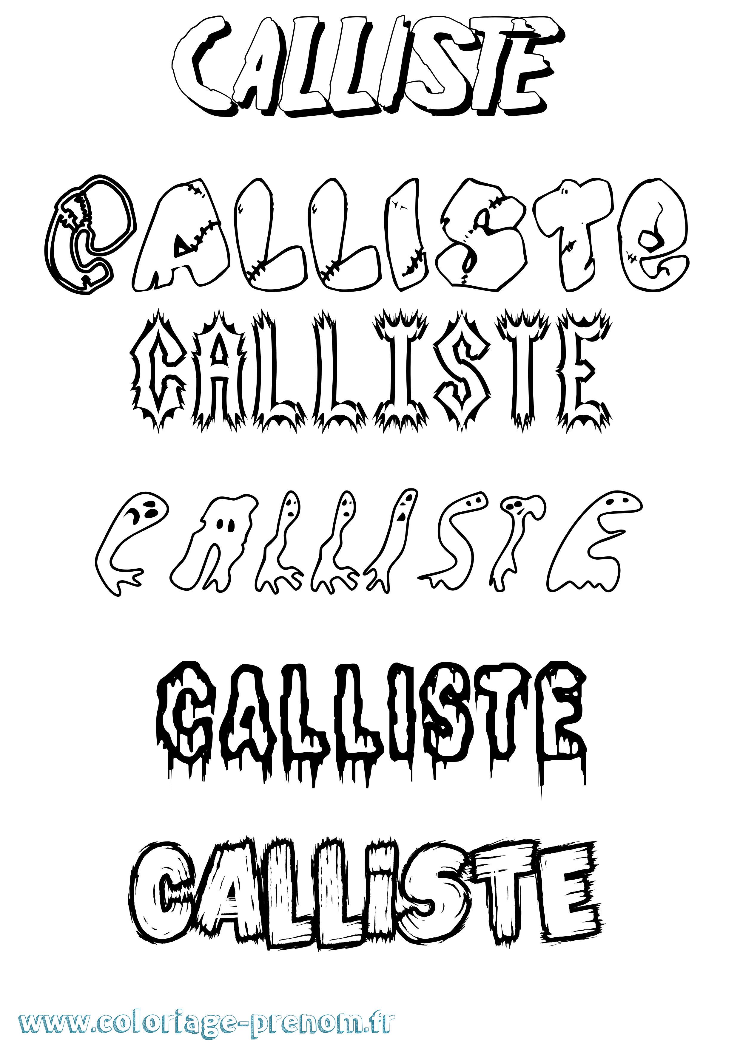 Coloriage Calliste Frisson Coloriage prénom Calliste Frisson