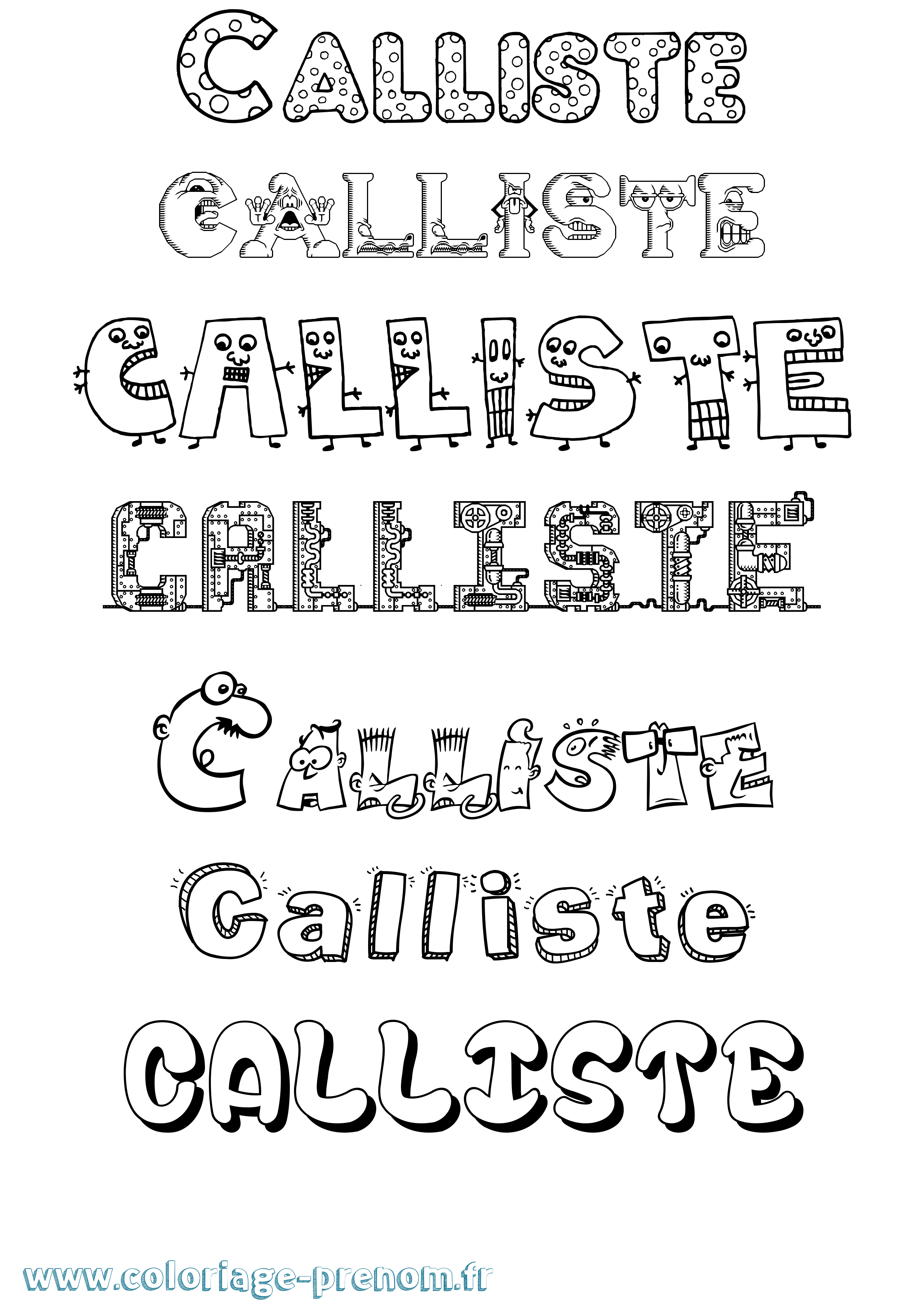 Coloriage Calliste Fun Coloriage prénom Calliste Fun
