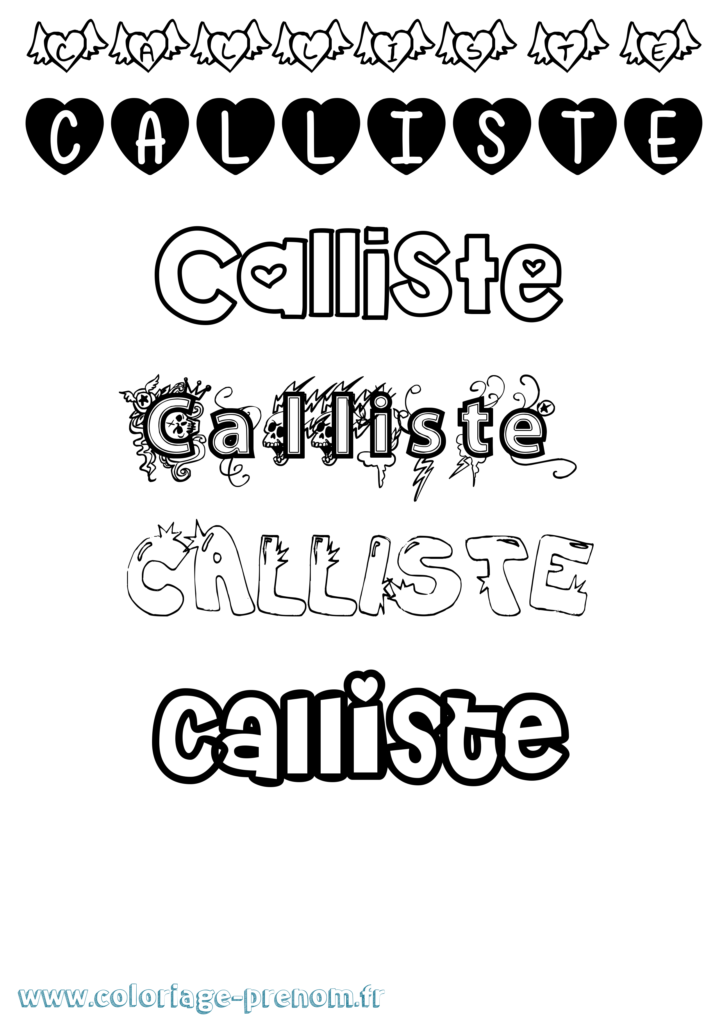 Coloriage Calliste Girly Coloriage prénom Calliste Girly