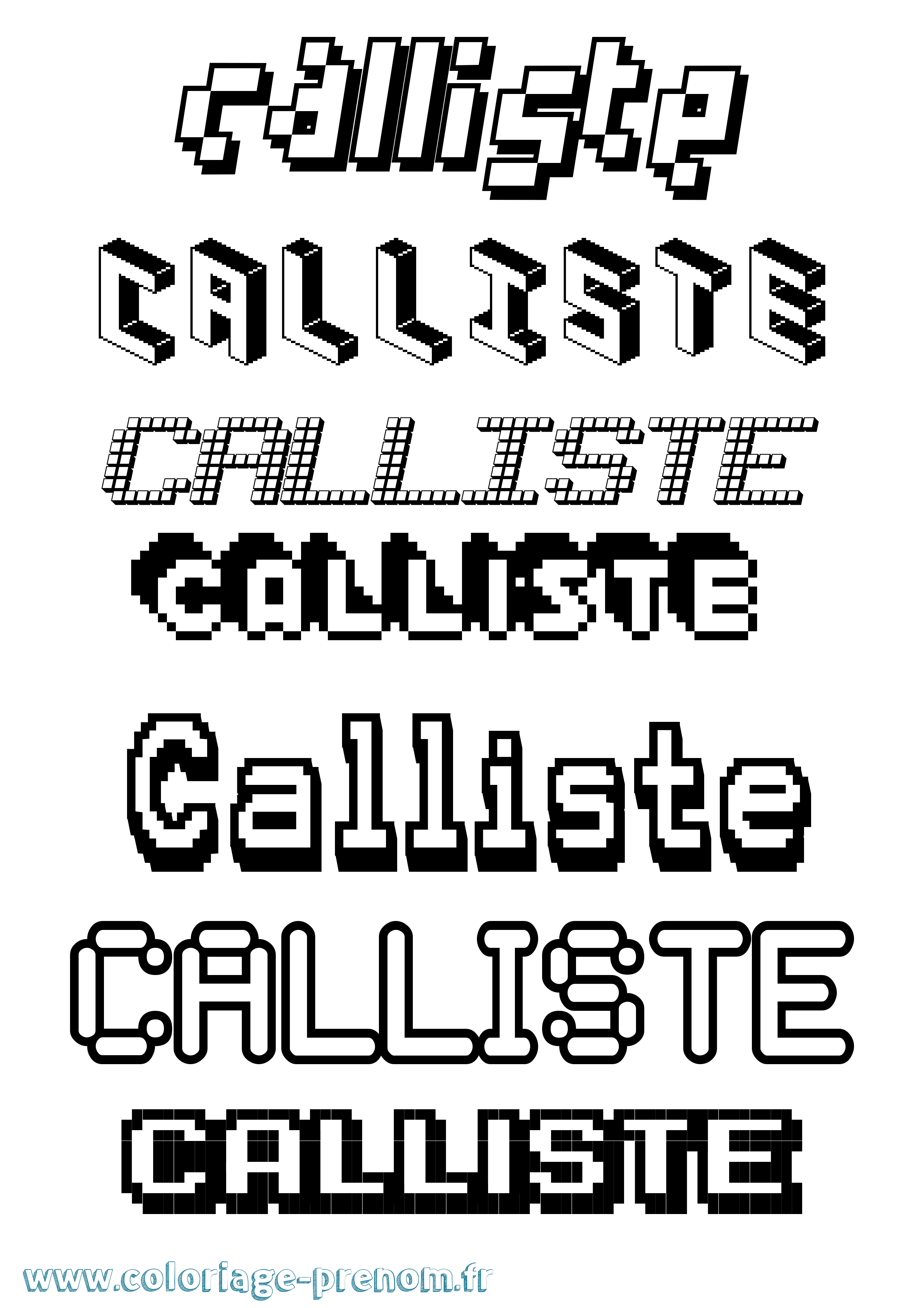 Coloriage Calliste Pixel Coloriage prénom Calliste Pixel