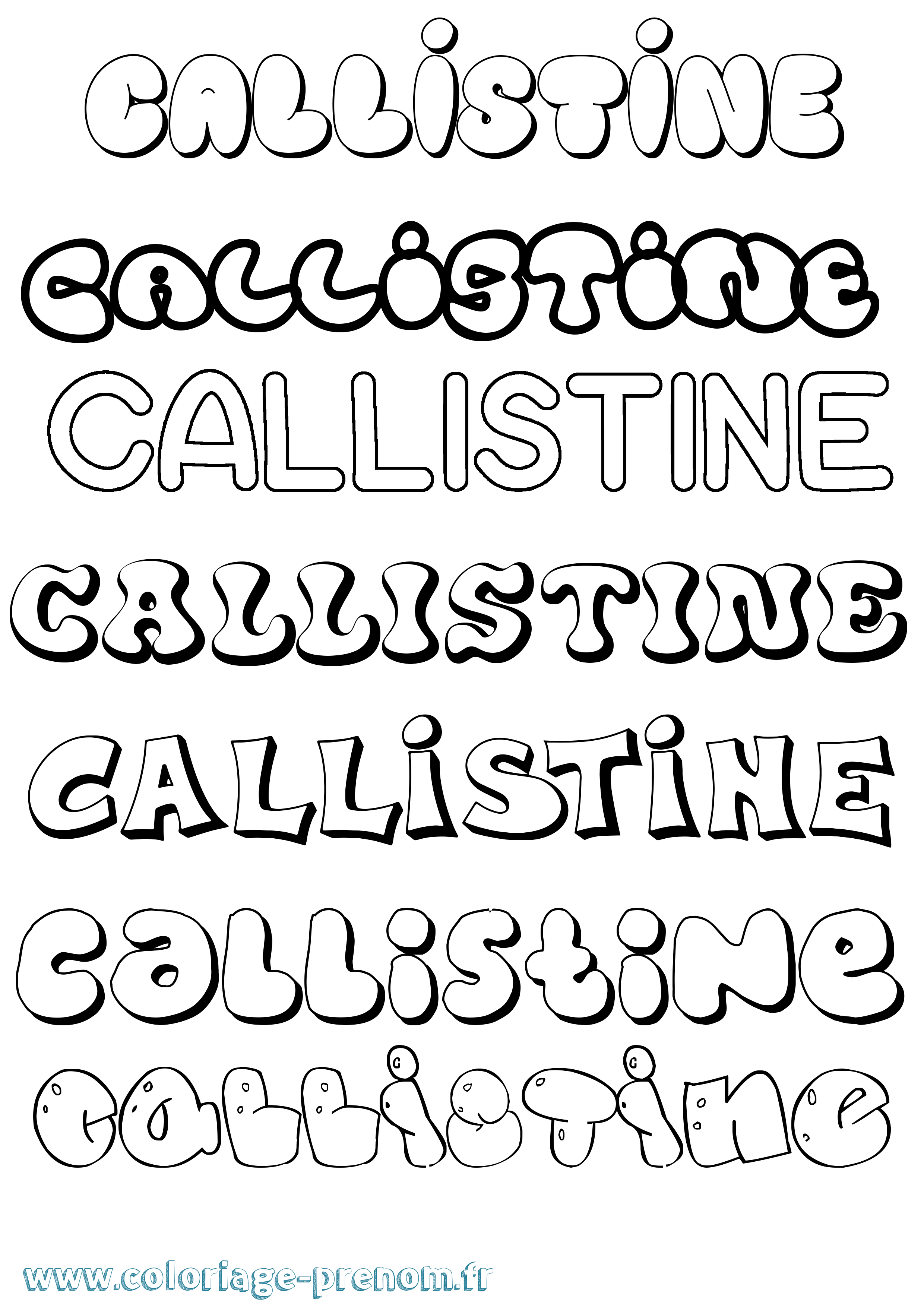 Coloriage Callistine Bubble Coloriage prénom Callistine Bubble