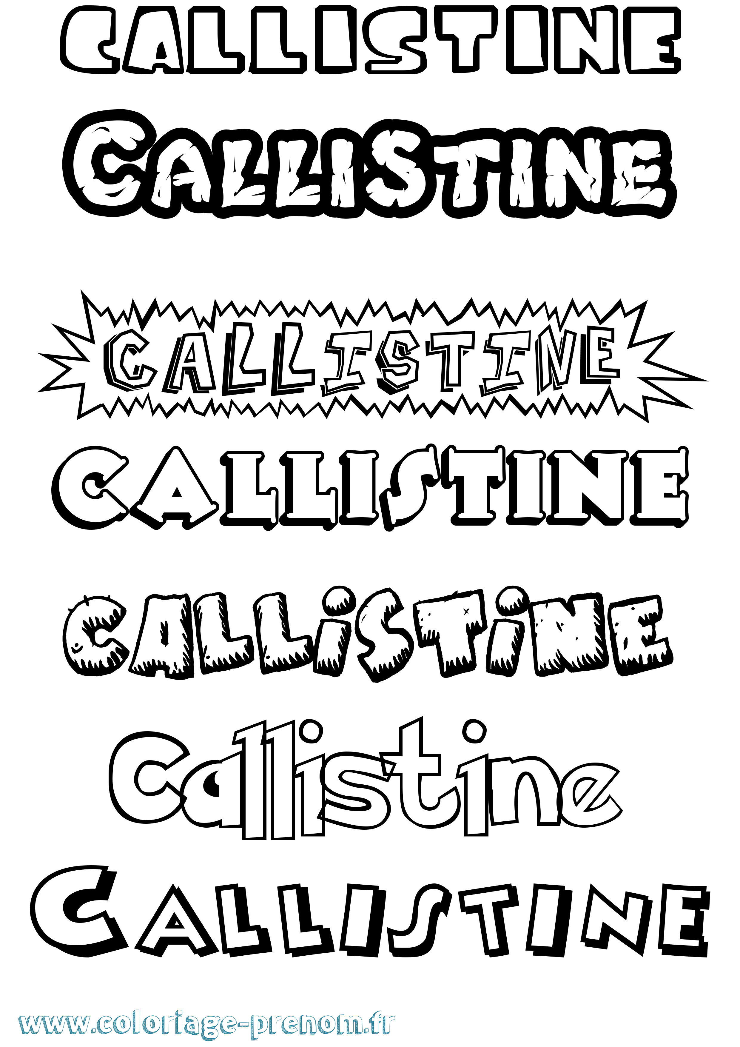 Coloriage Callistine Dessin Animé Coloriage prénom Callistine Dessin Animé