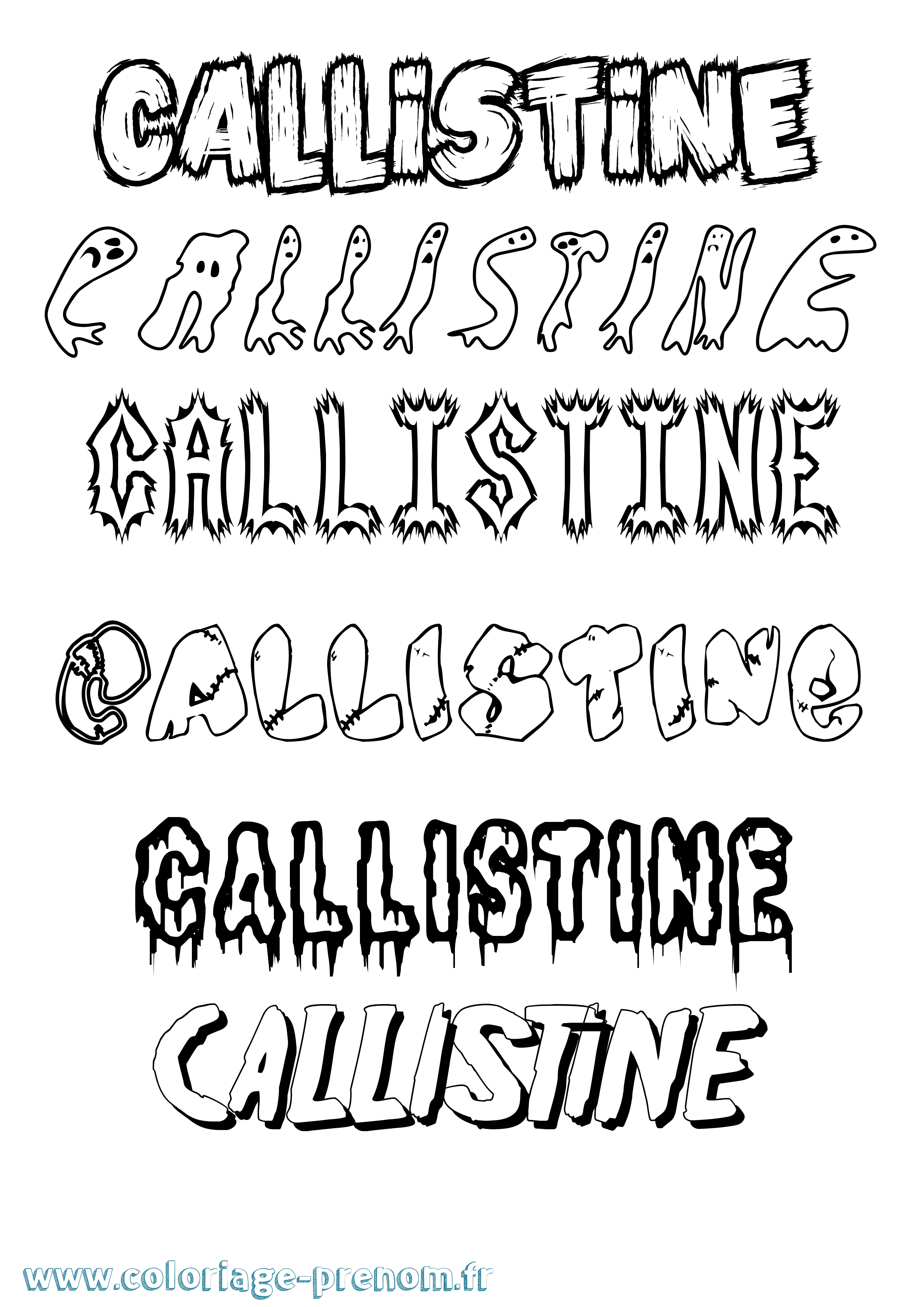 Coloriage Callistine Frisson Coloriage prénom Callistine Frisson