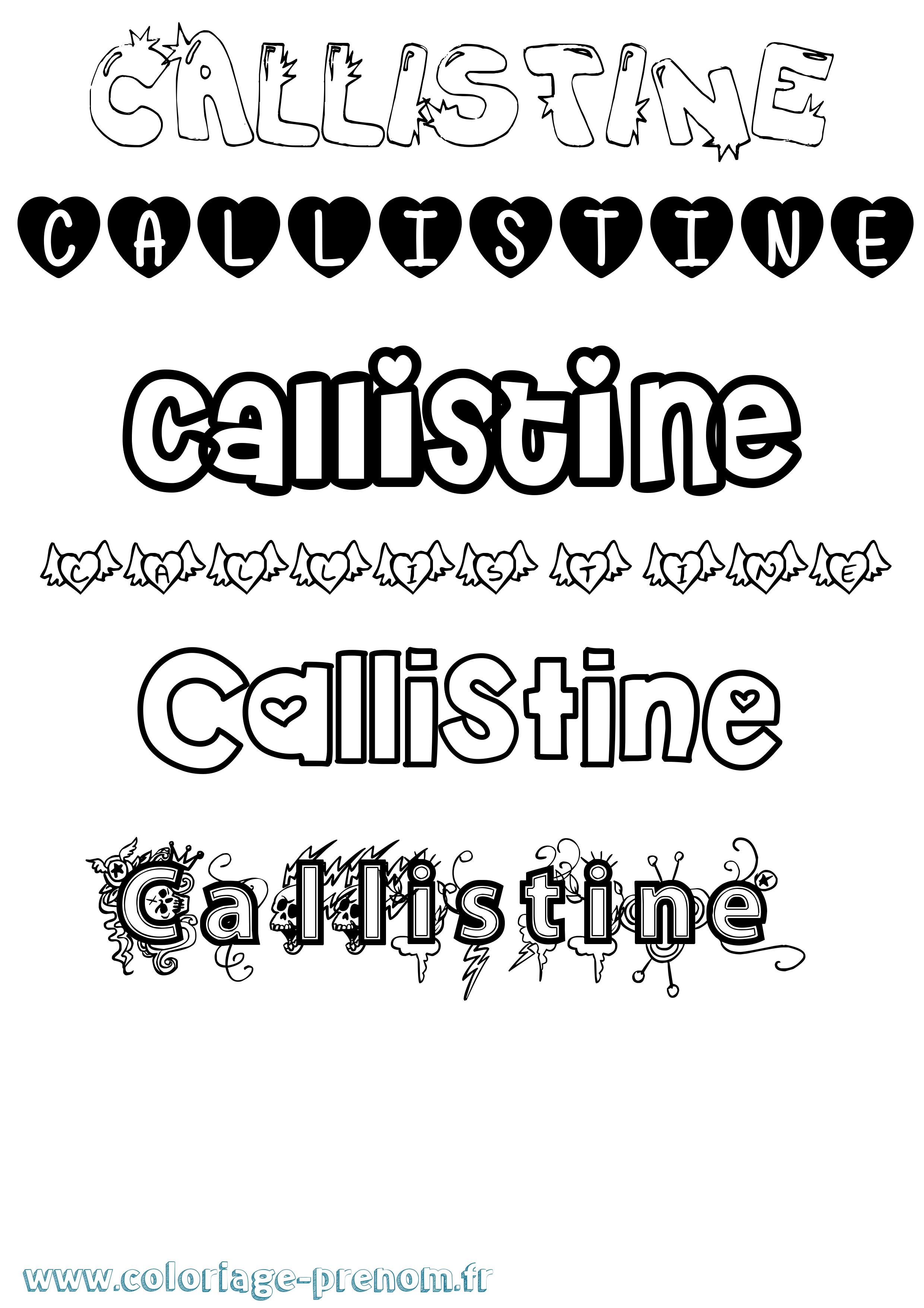 Coloriage Callistine Girly Coloriage prénom Callistine Girly