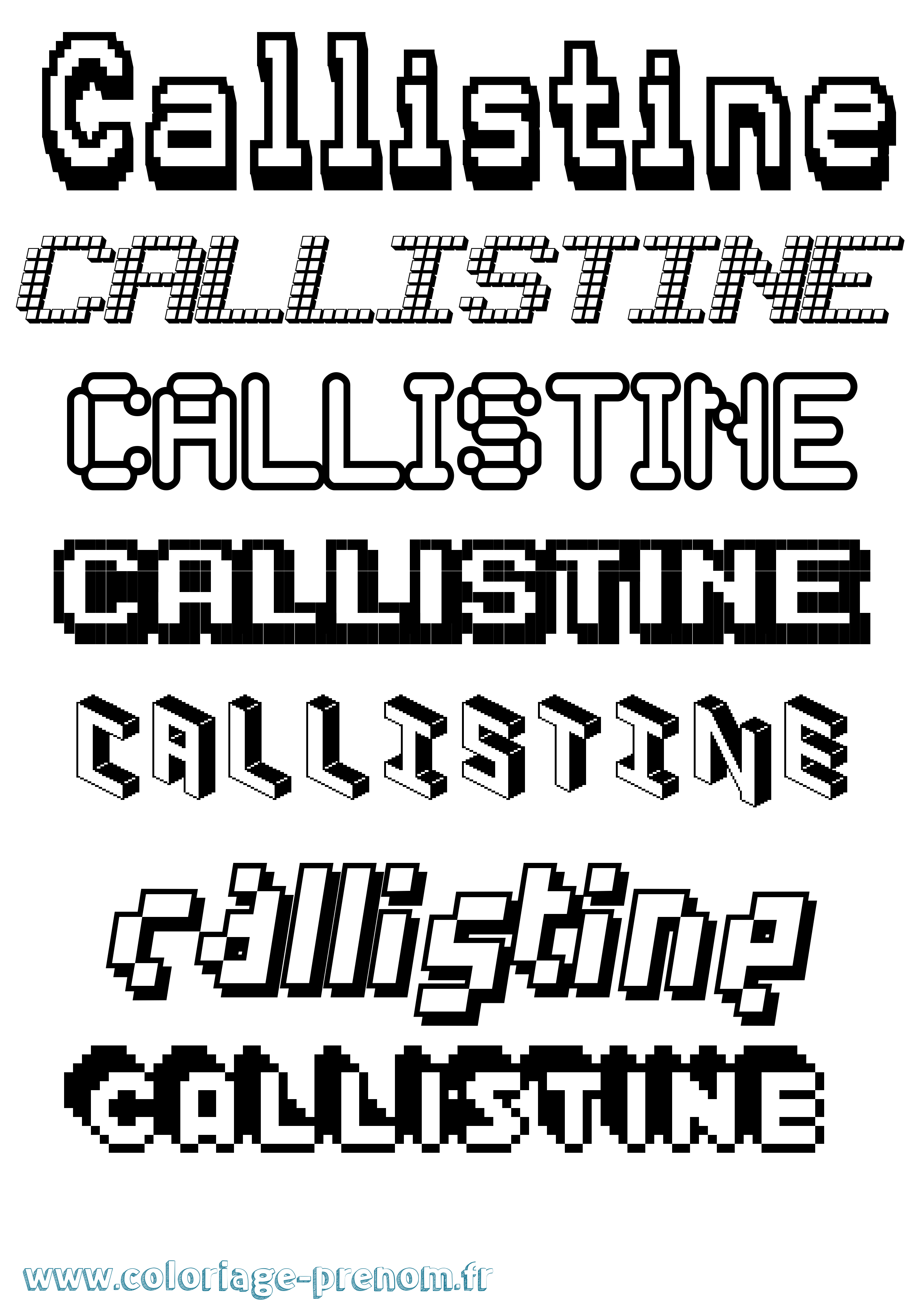 Coloriage Callistine Pixel Coloriage prénom Callistine Pixel