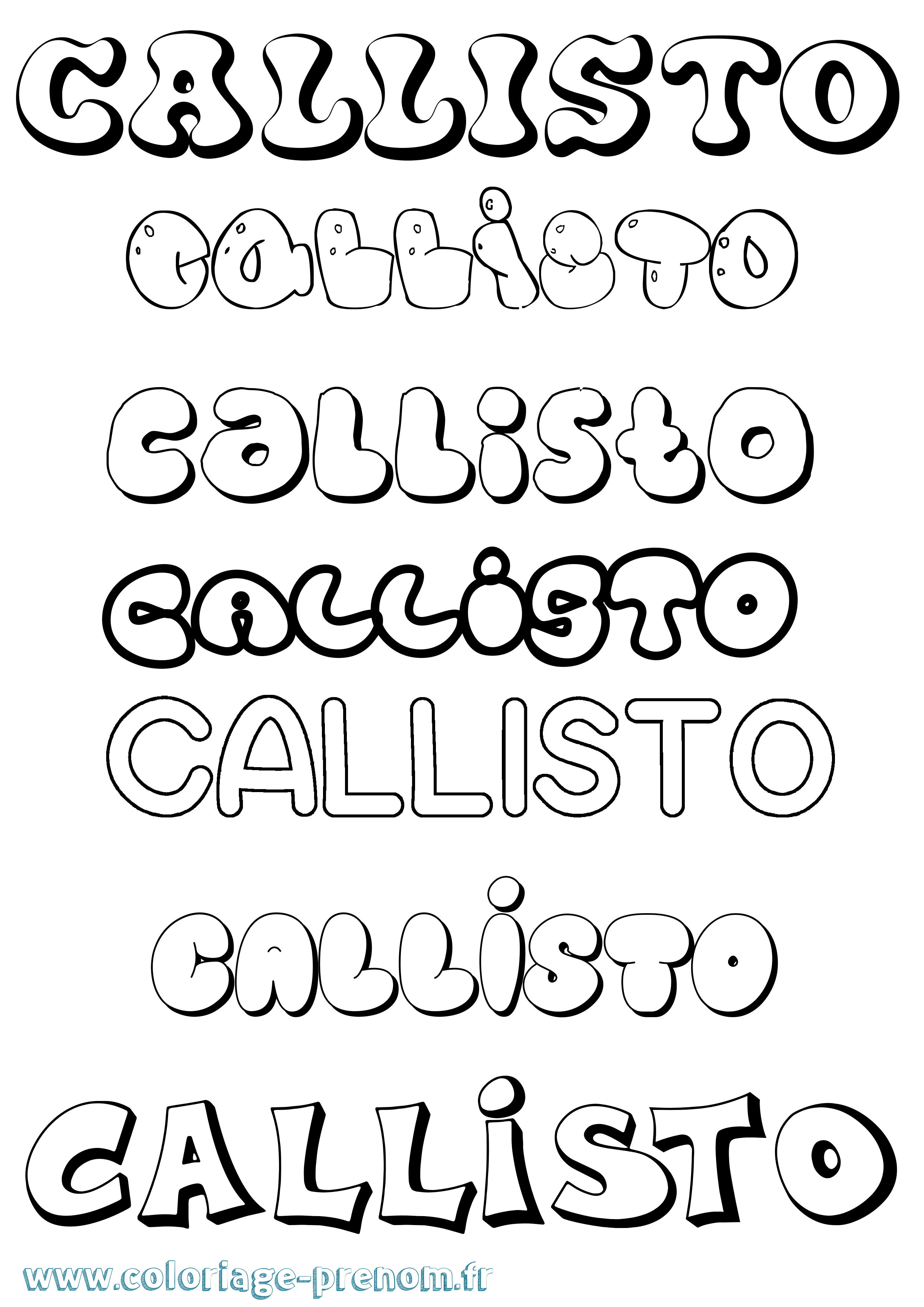 Coloriage prénom Callisto Bubble