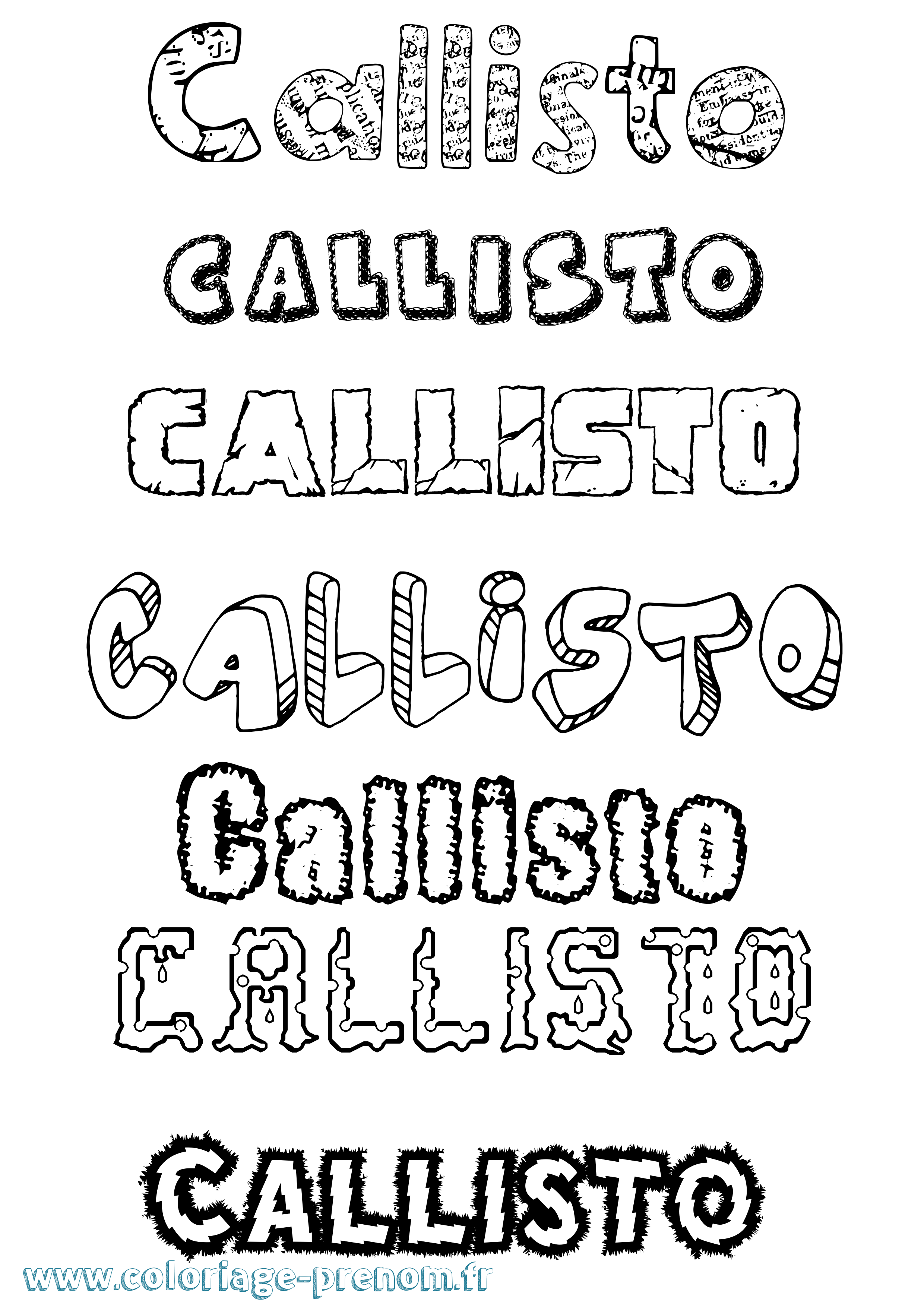 Coloriage Callisto Destructuré Coloriage prénom Callisto Destructuré