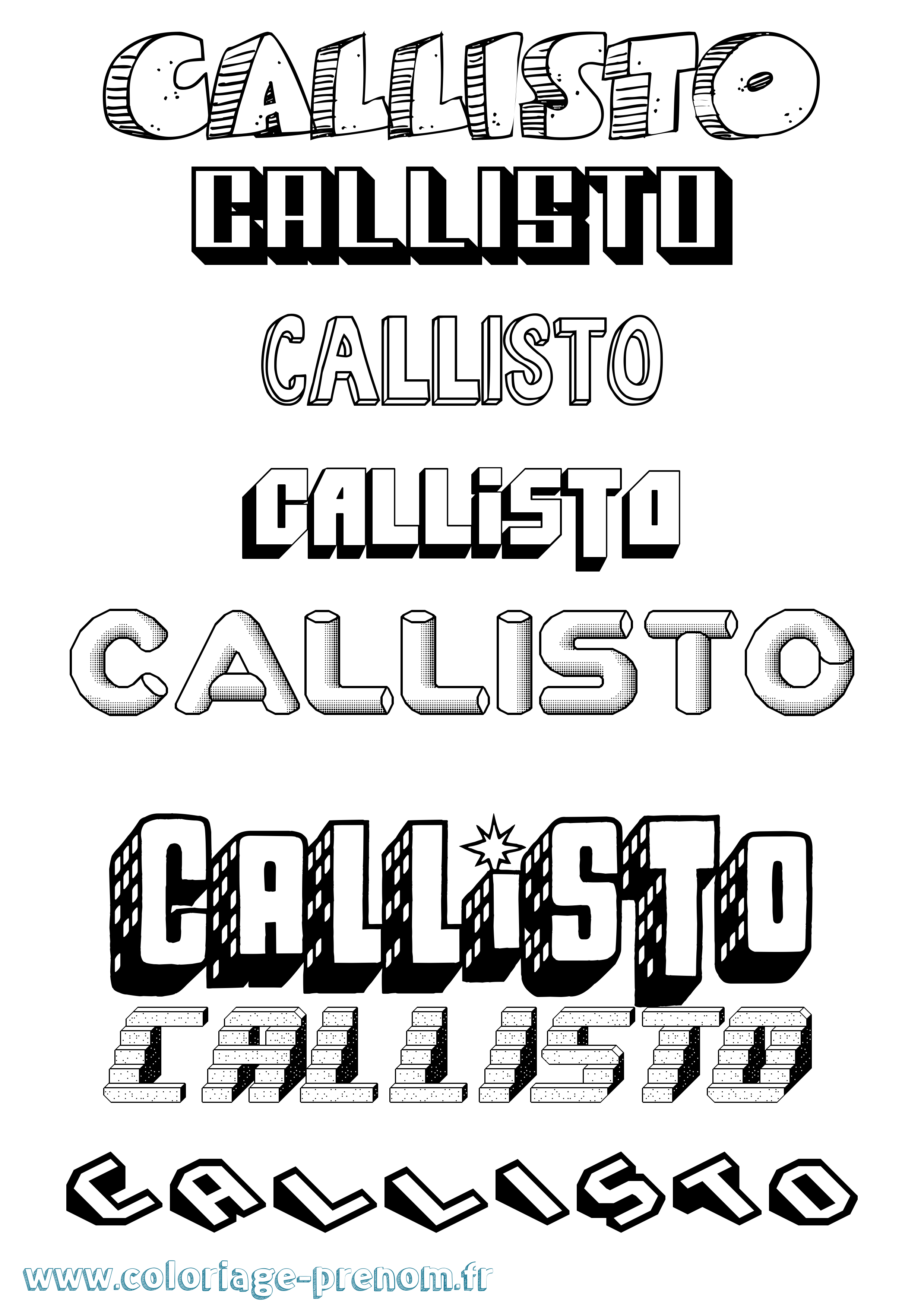Coloriage prénom Callisto Effet 3D