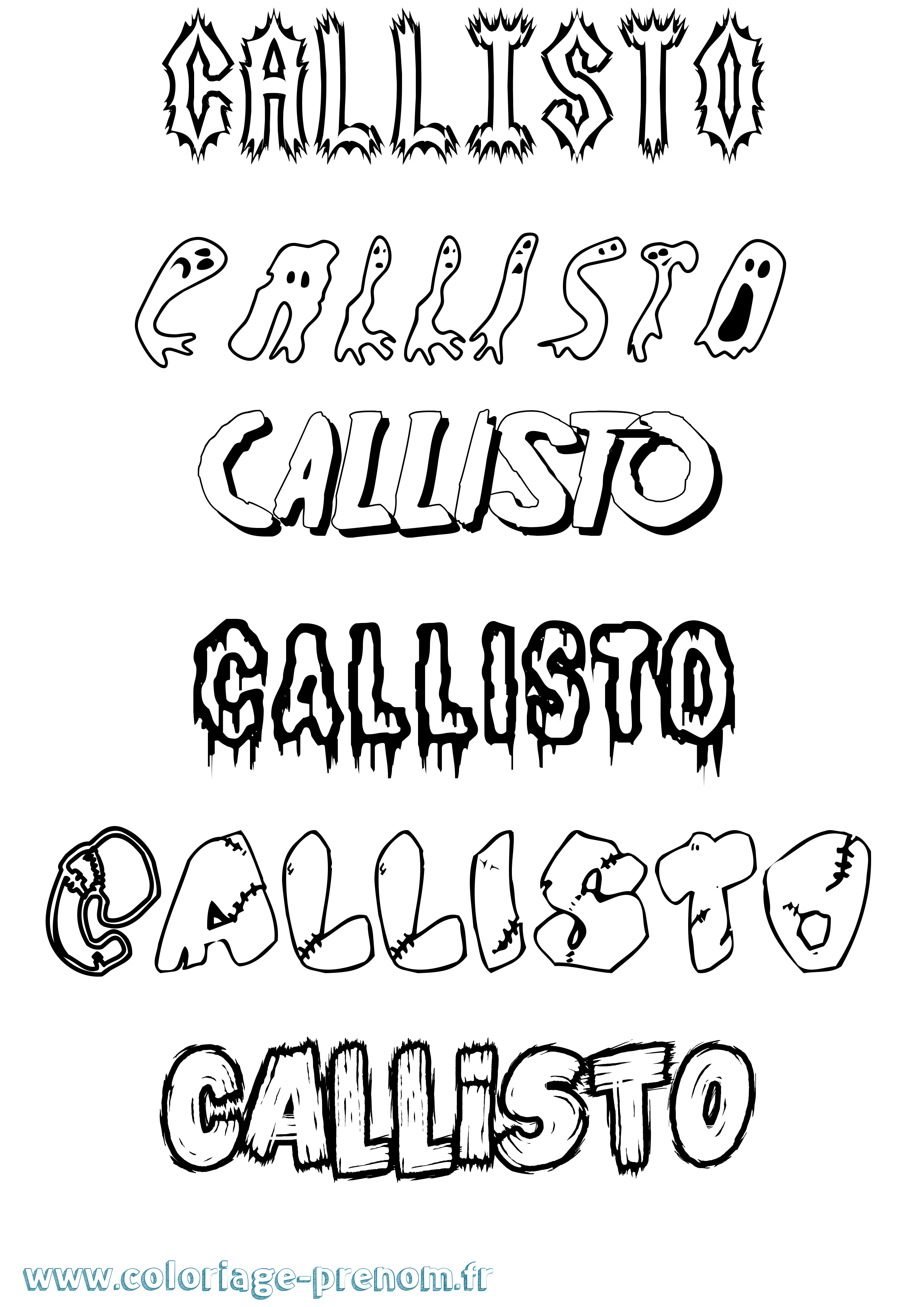 Coloriage Callisto Frisson Coloriage prénom Callisto Frisson