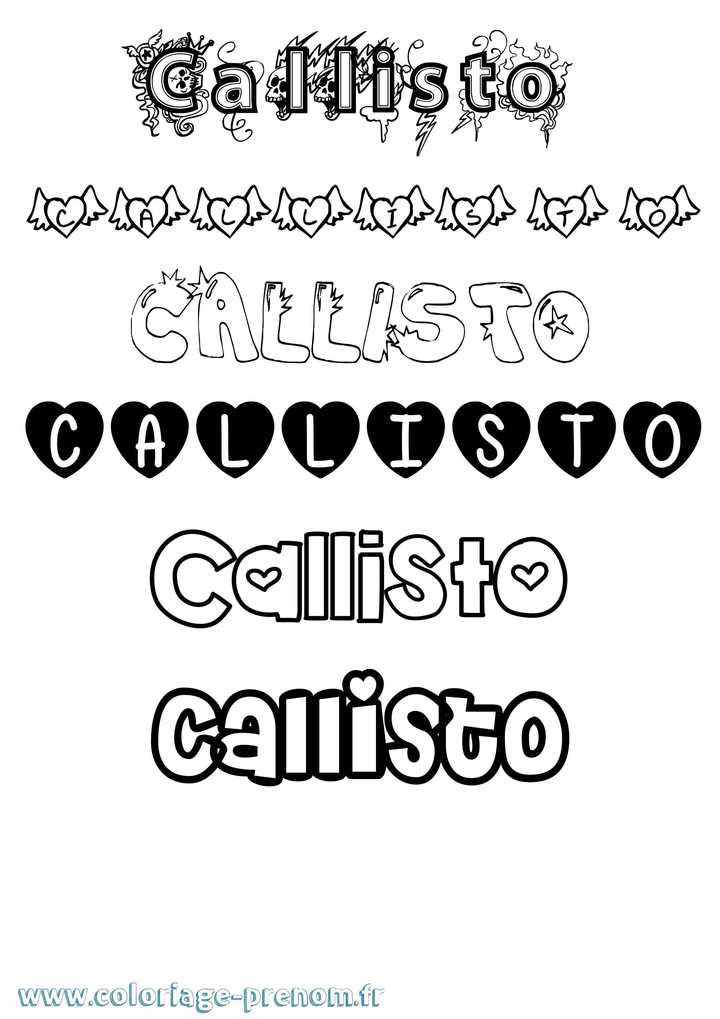 Coloriage prénom Callisto Girly