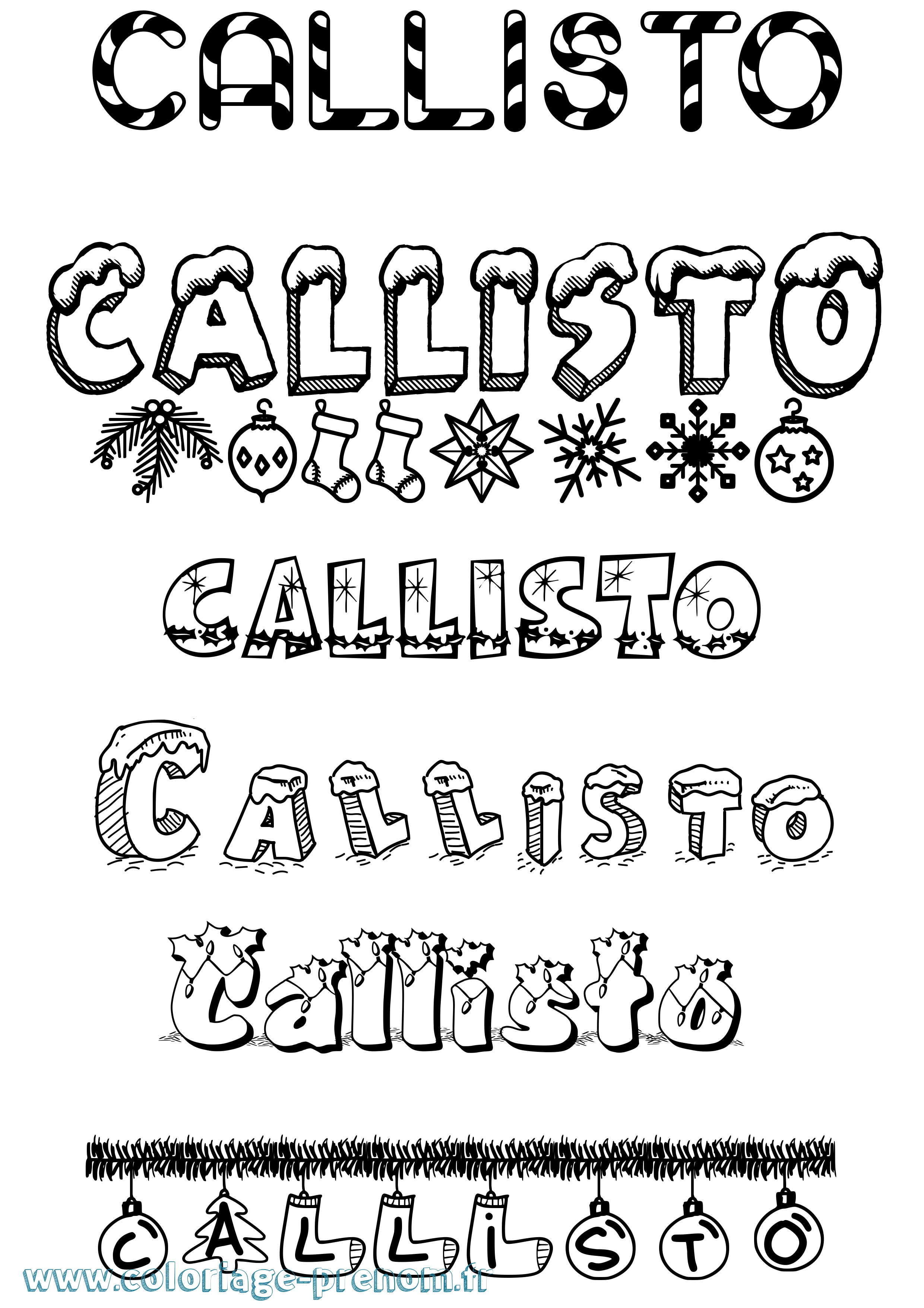 Coloriage prénom Callisto Noël