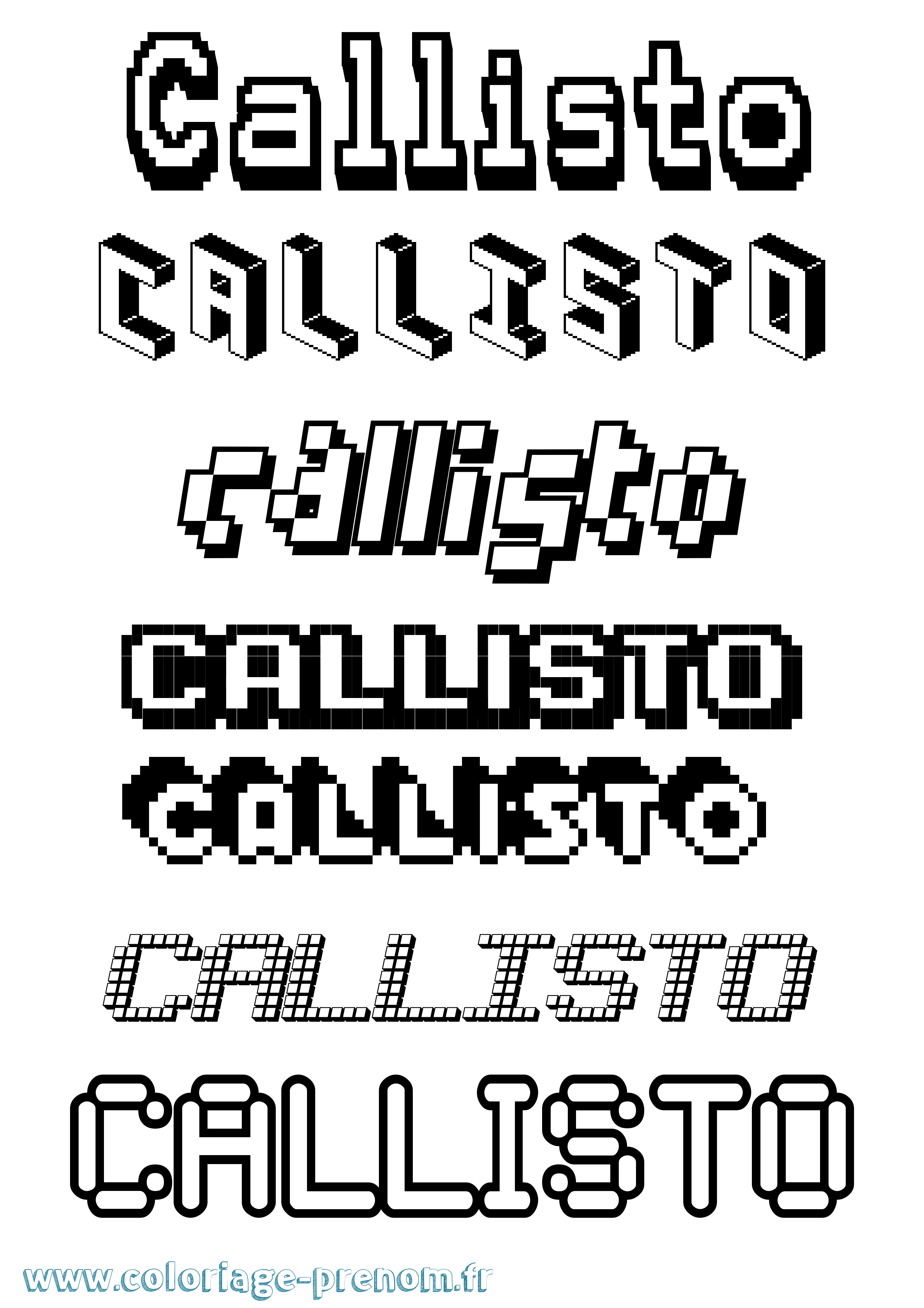 Coloriage Callisto Pixel Coloriage prénom Callisto Pixel