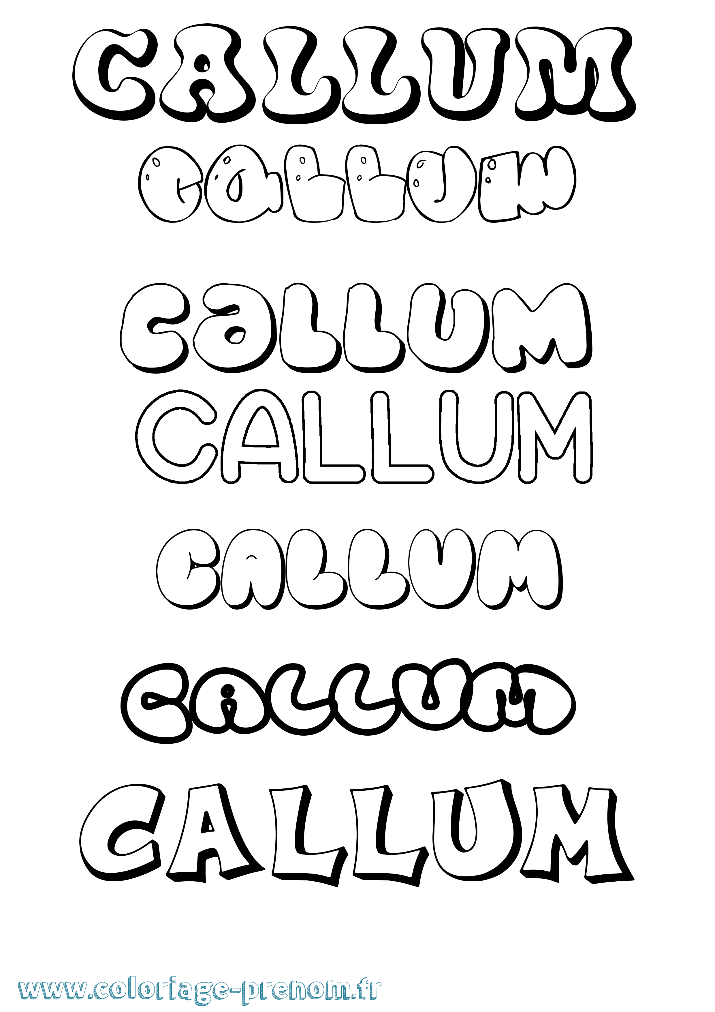 Coloriage prénom Callum Bubble