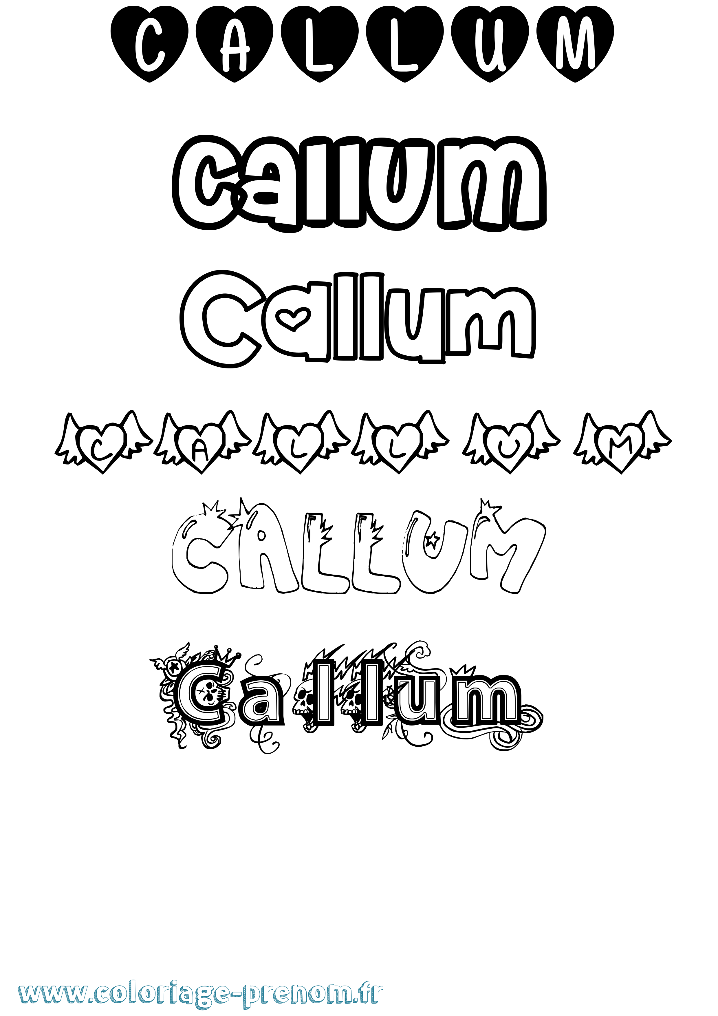 Coloriage prénom Callum Girly