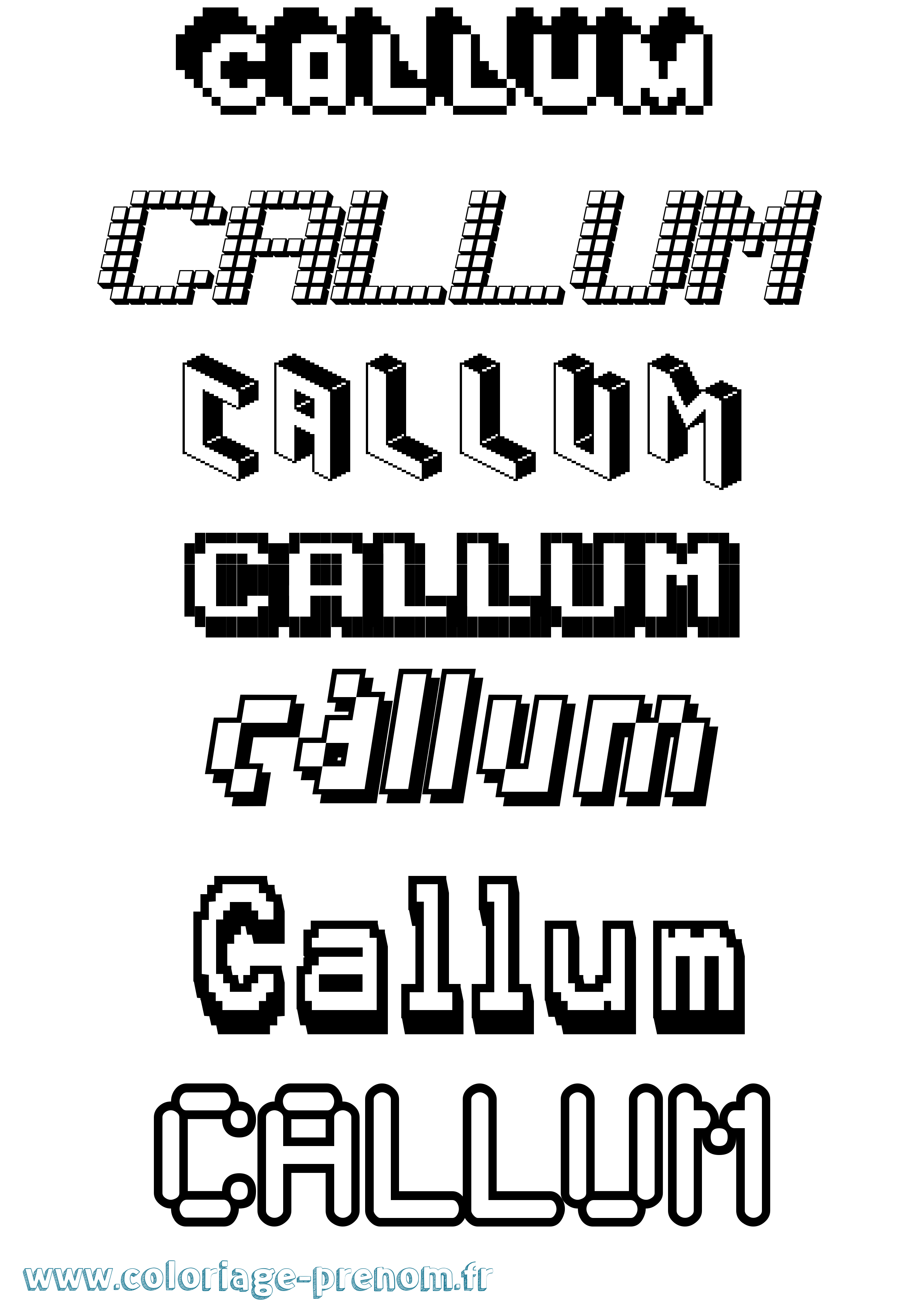 Coloriage prénom Callum Pixel