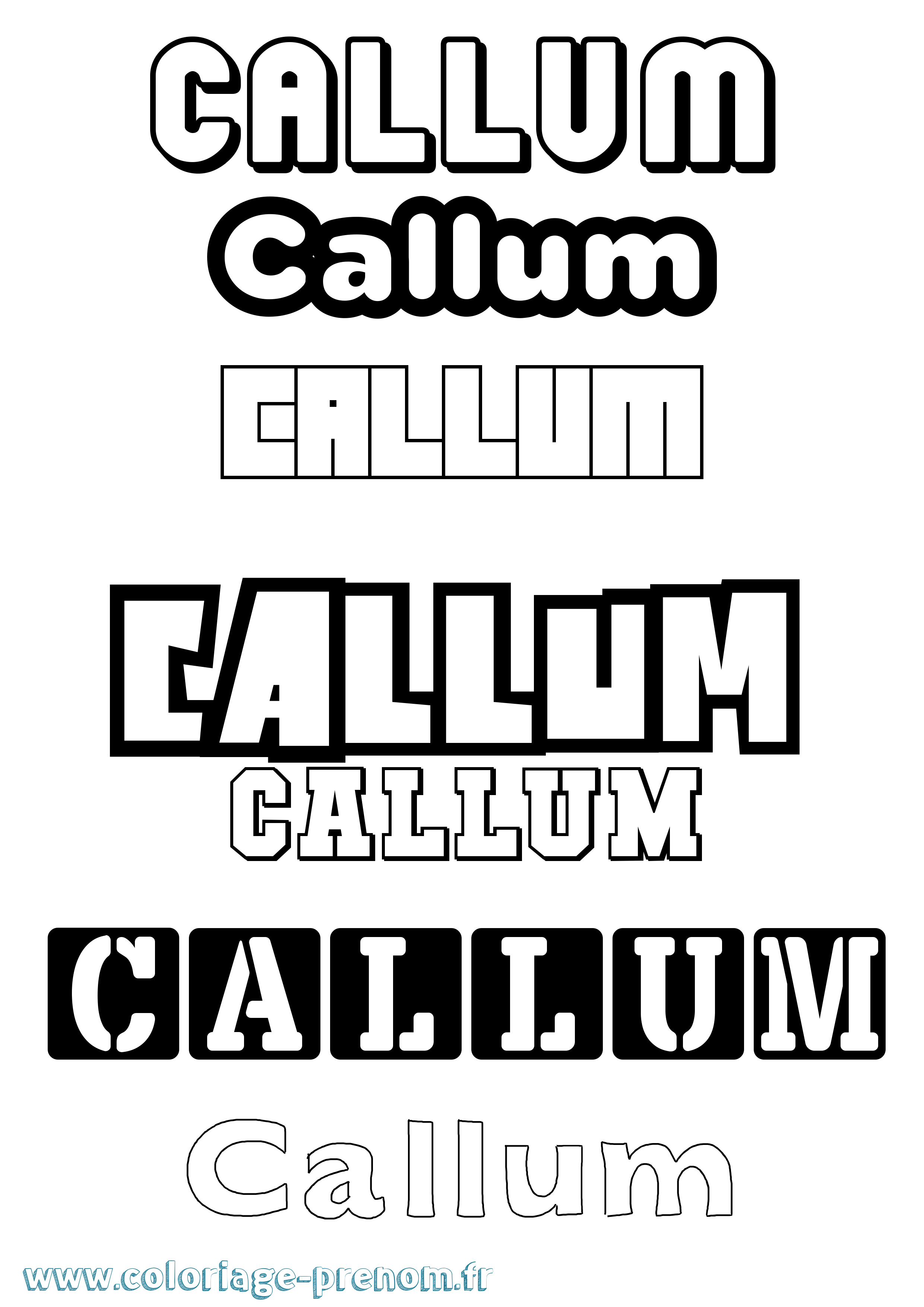 Coloriage prénom Callum Simple