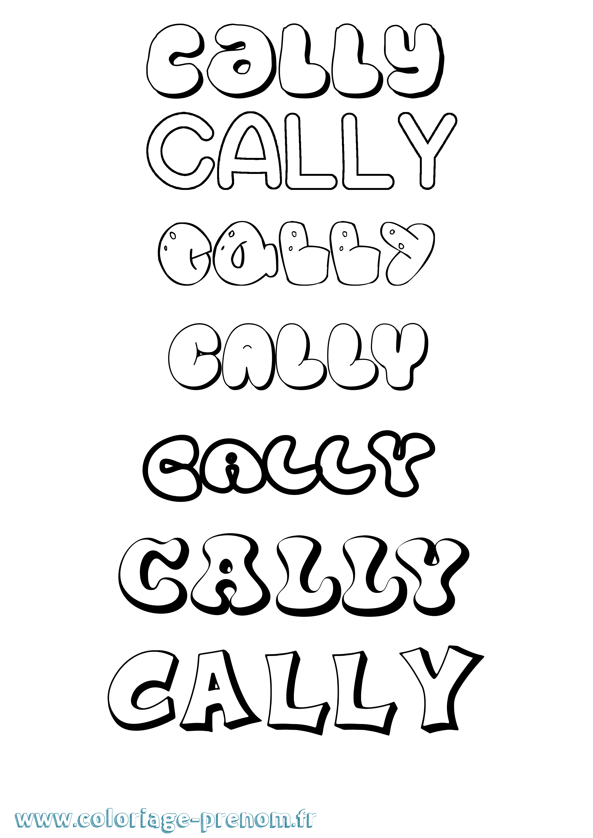 Coloriage prénom Cally Bubble