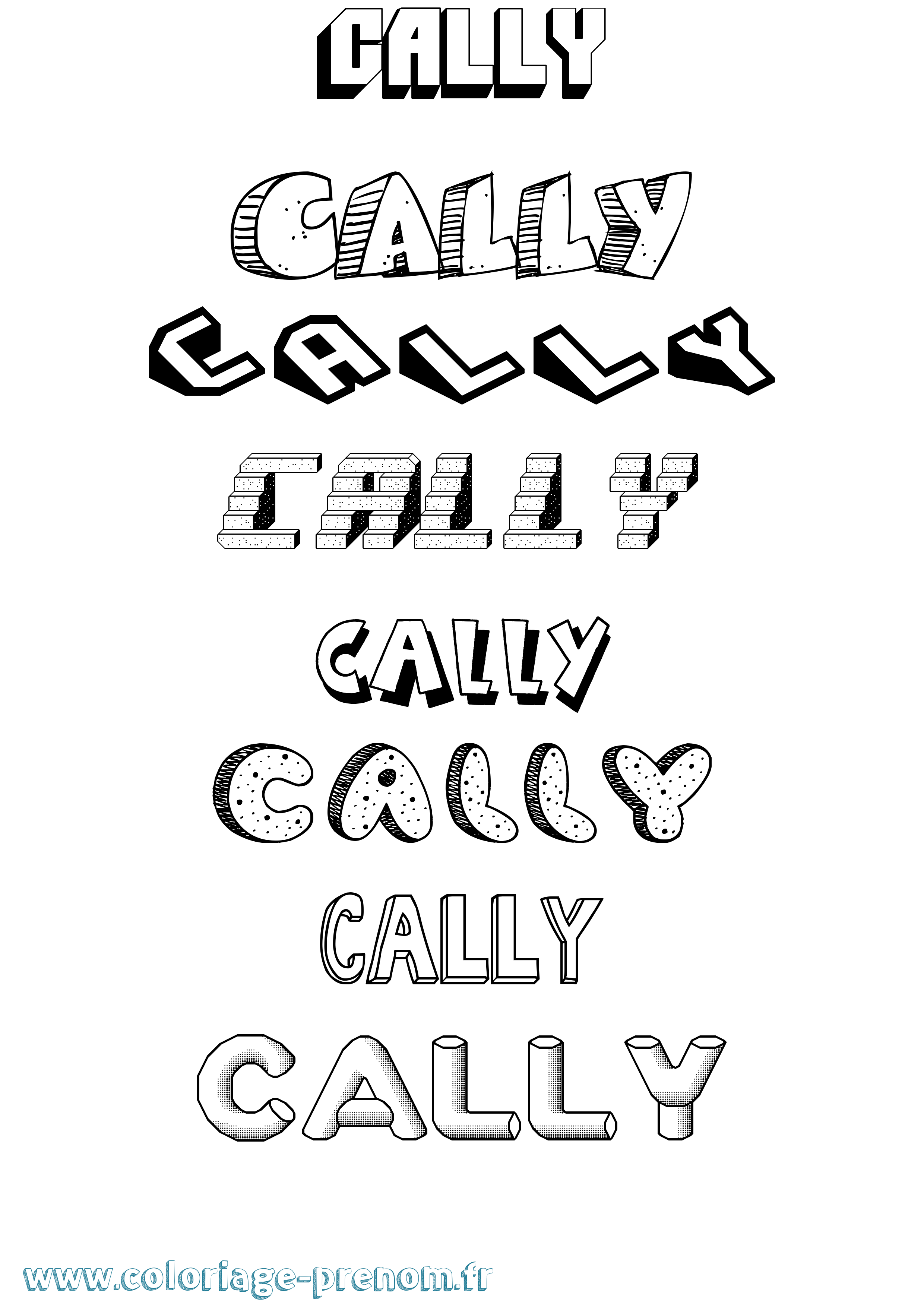 Coloriage prénom Cally Effet 3D