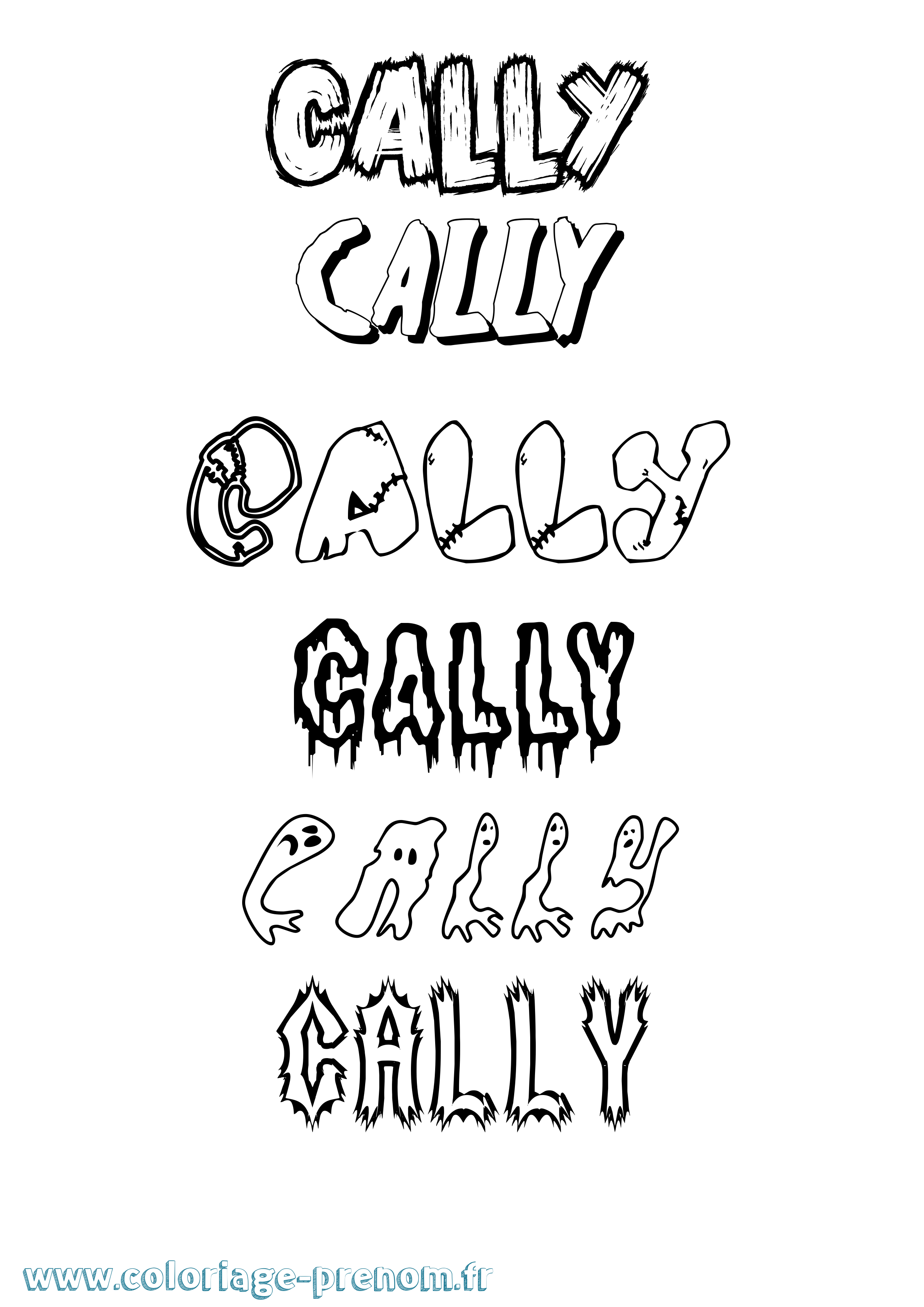 Coloriage prénom Cally Frisson
