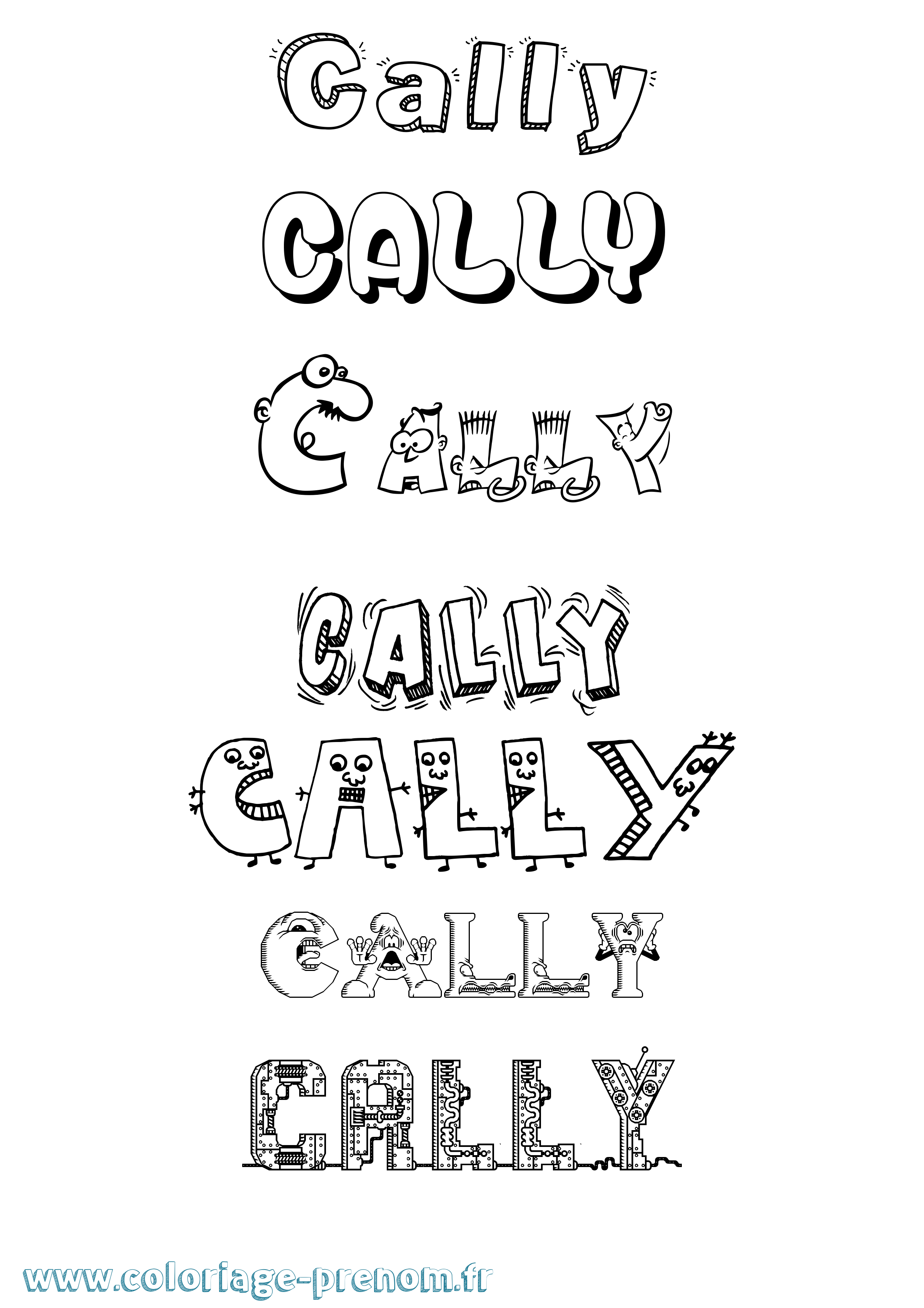 Coloriage prénom Cally Fun