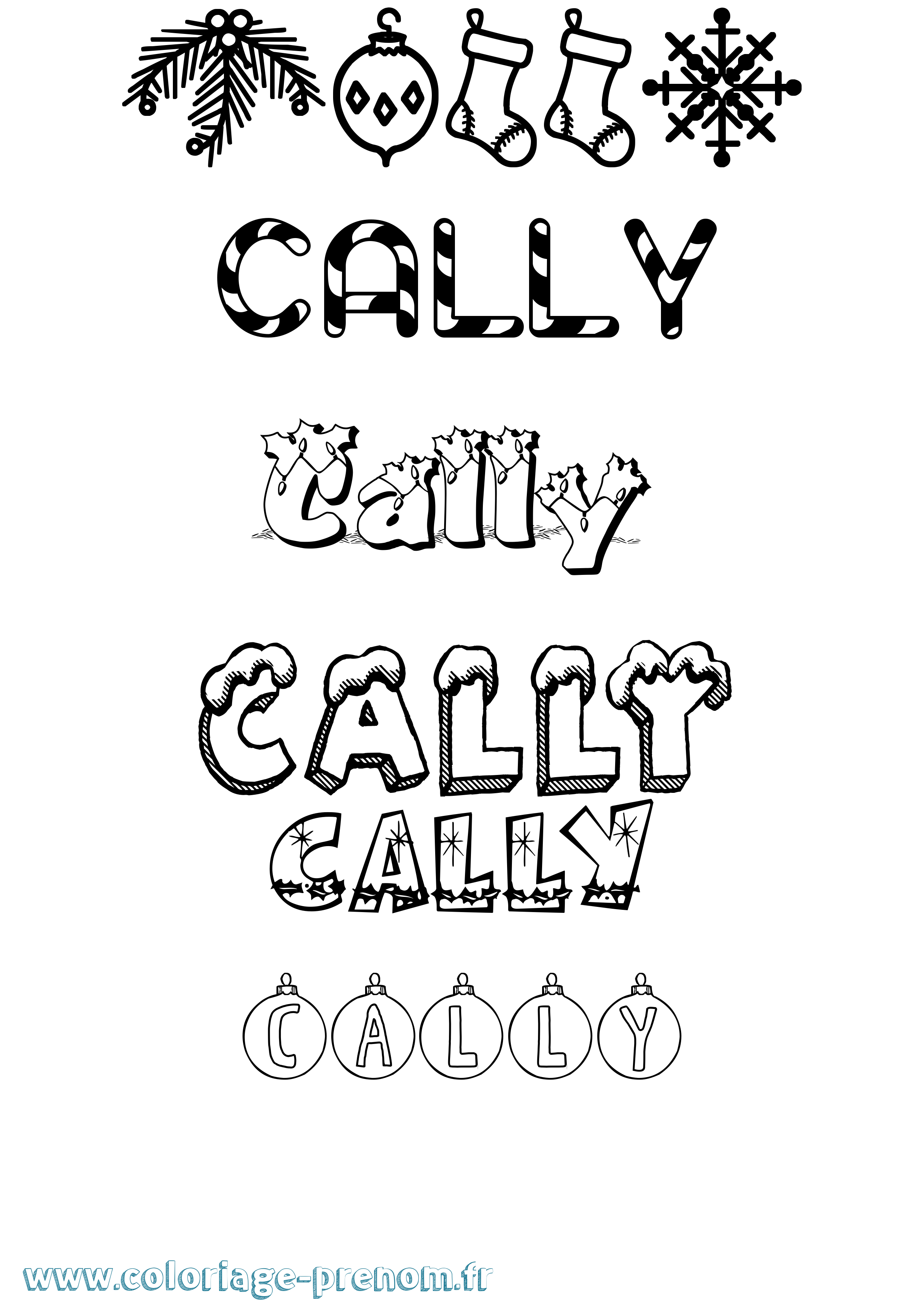 Coloriage prénom Cally Noël