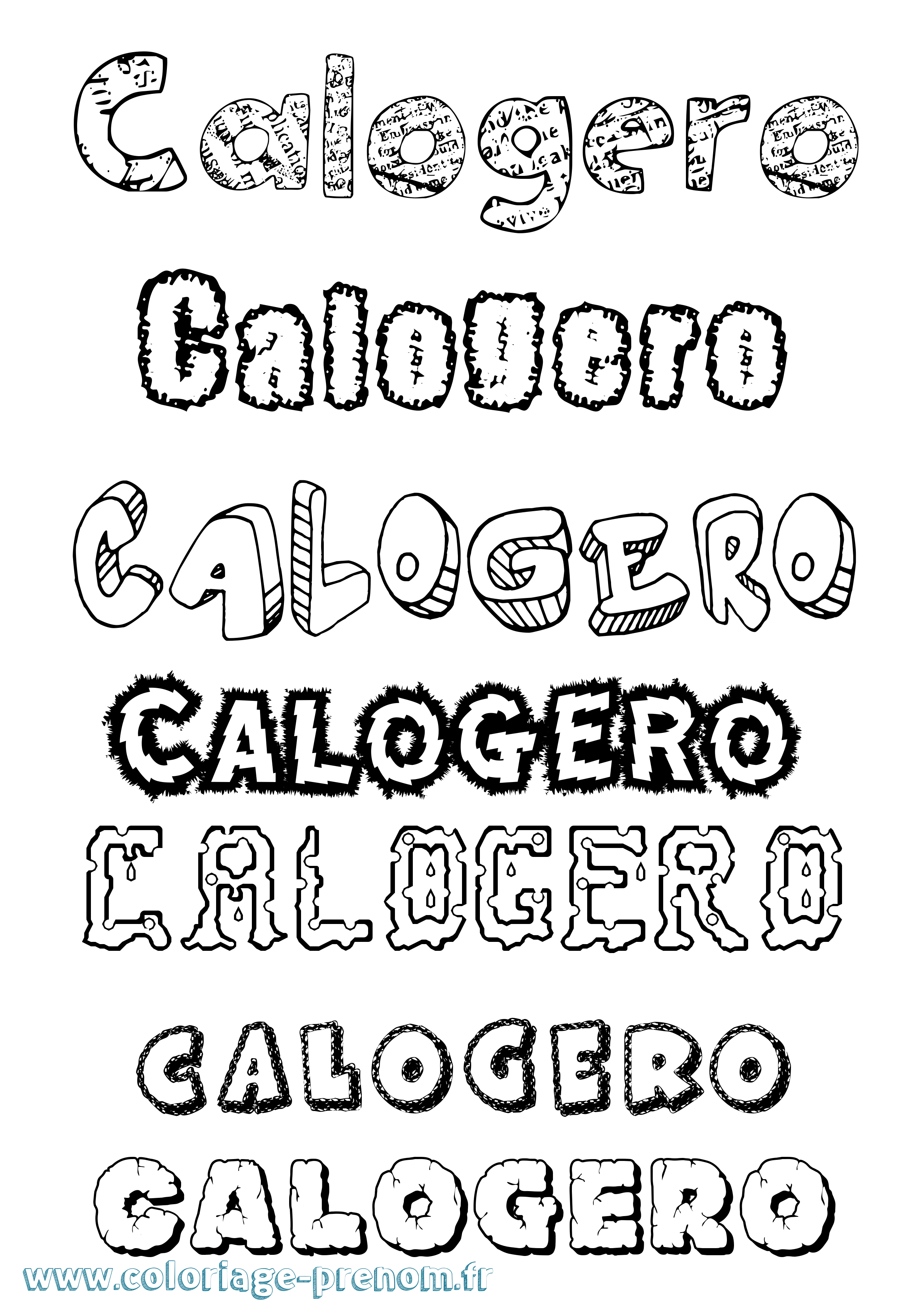 Coloriage prénom Calogero Destructuré