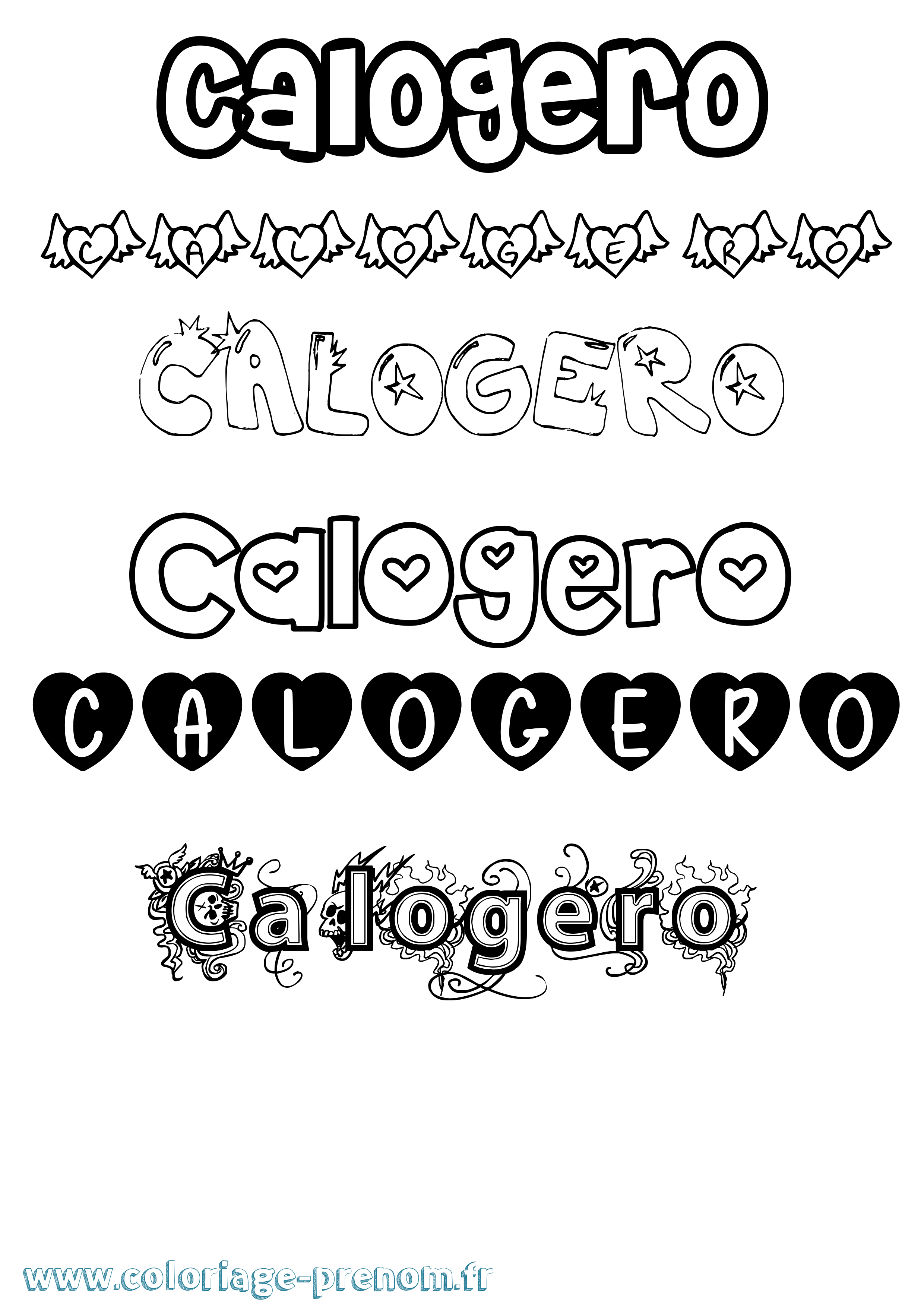 Coloriage prénom Calogero Girly