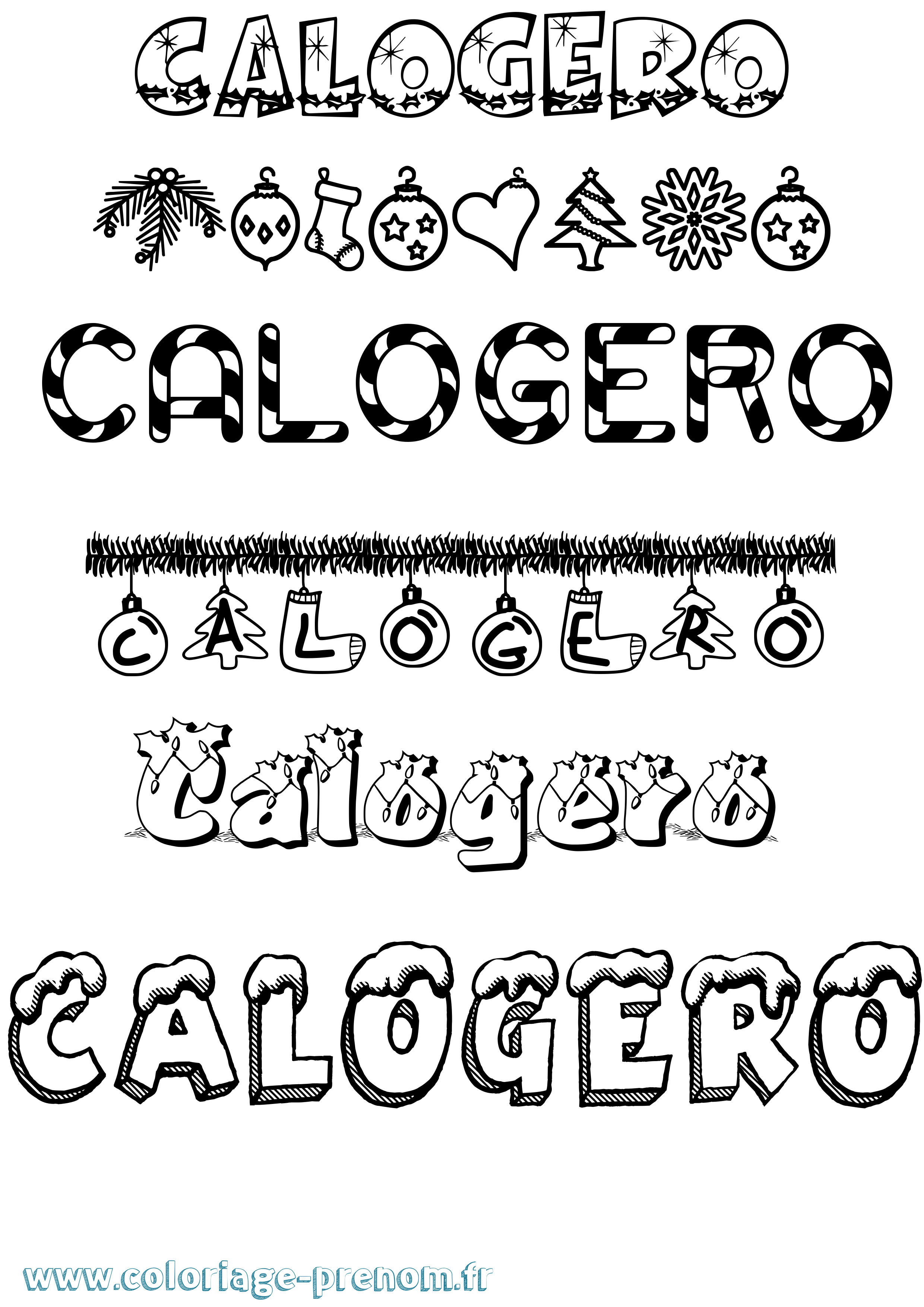 Coloriage prénom Calogero Noël