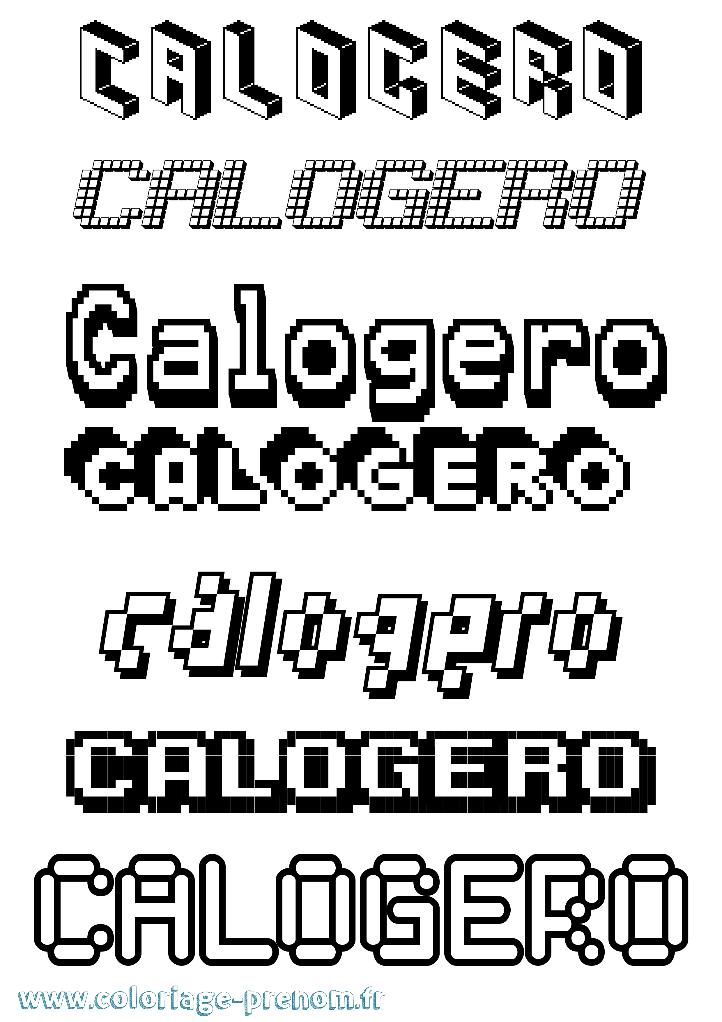 Coloriage prénom Calogero Pixel