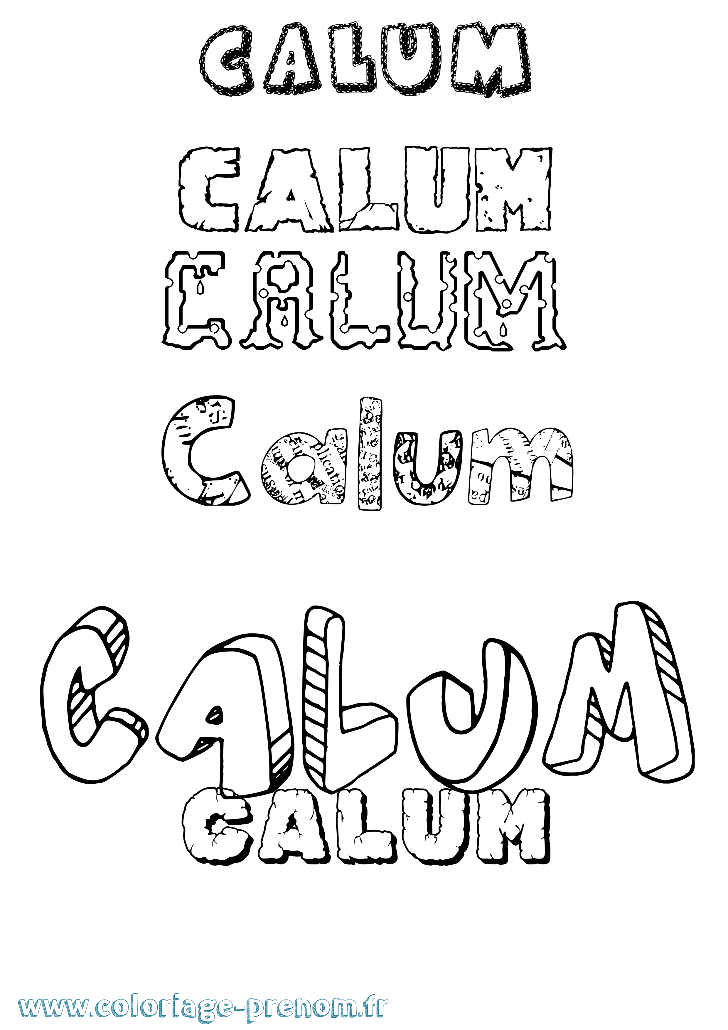 Coloriage prénom Calum Destructuré