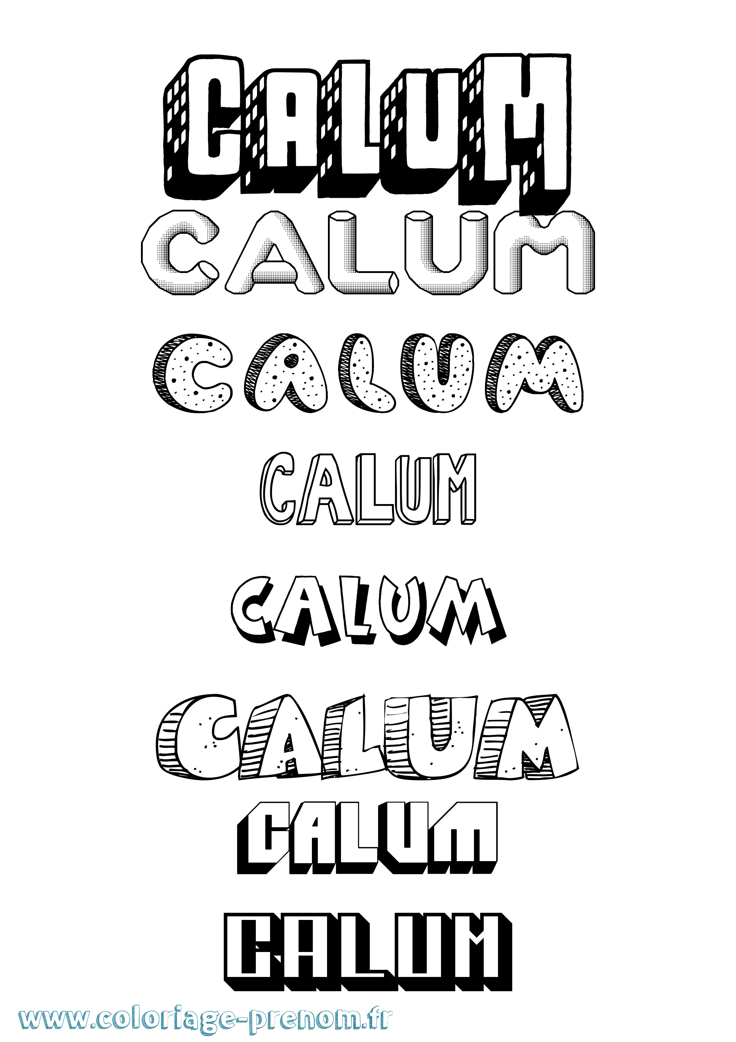 Coloriage prénom Calum Effet 3D