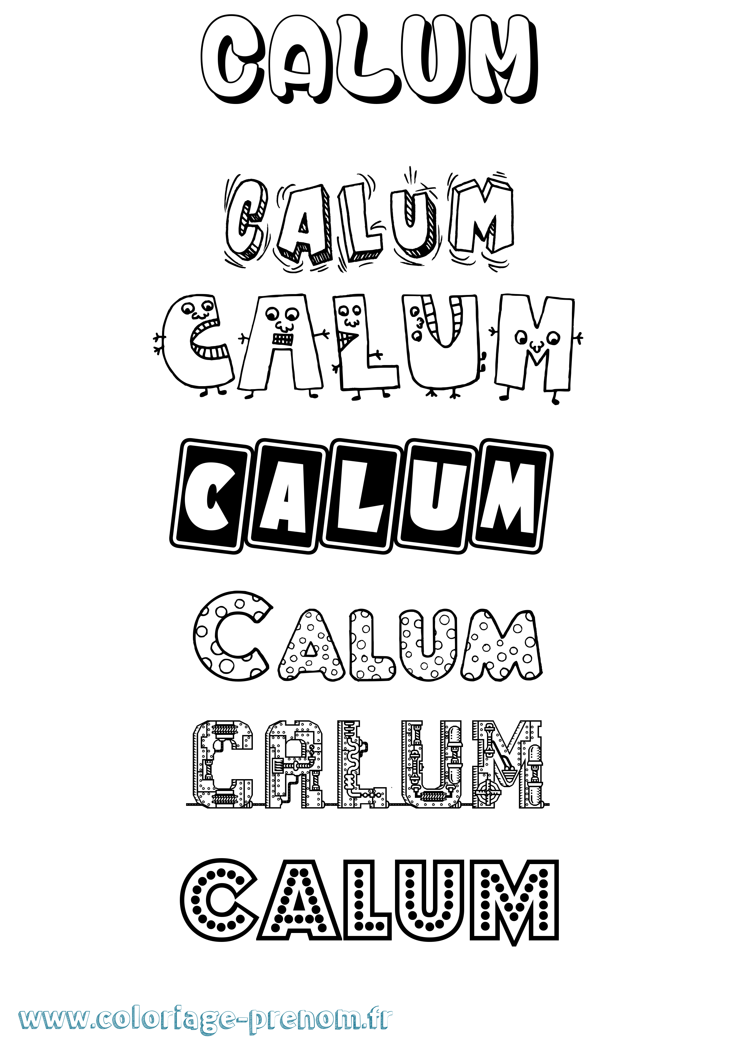 Coloriage prénom Calum Fun