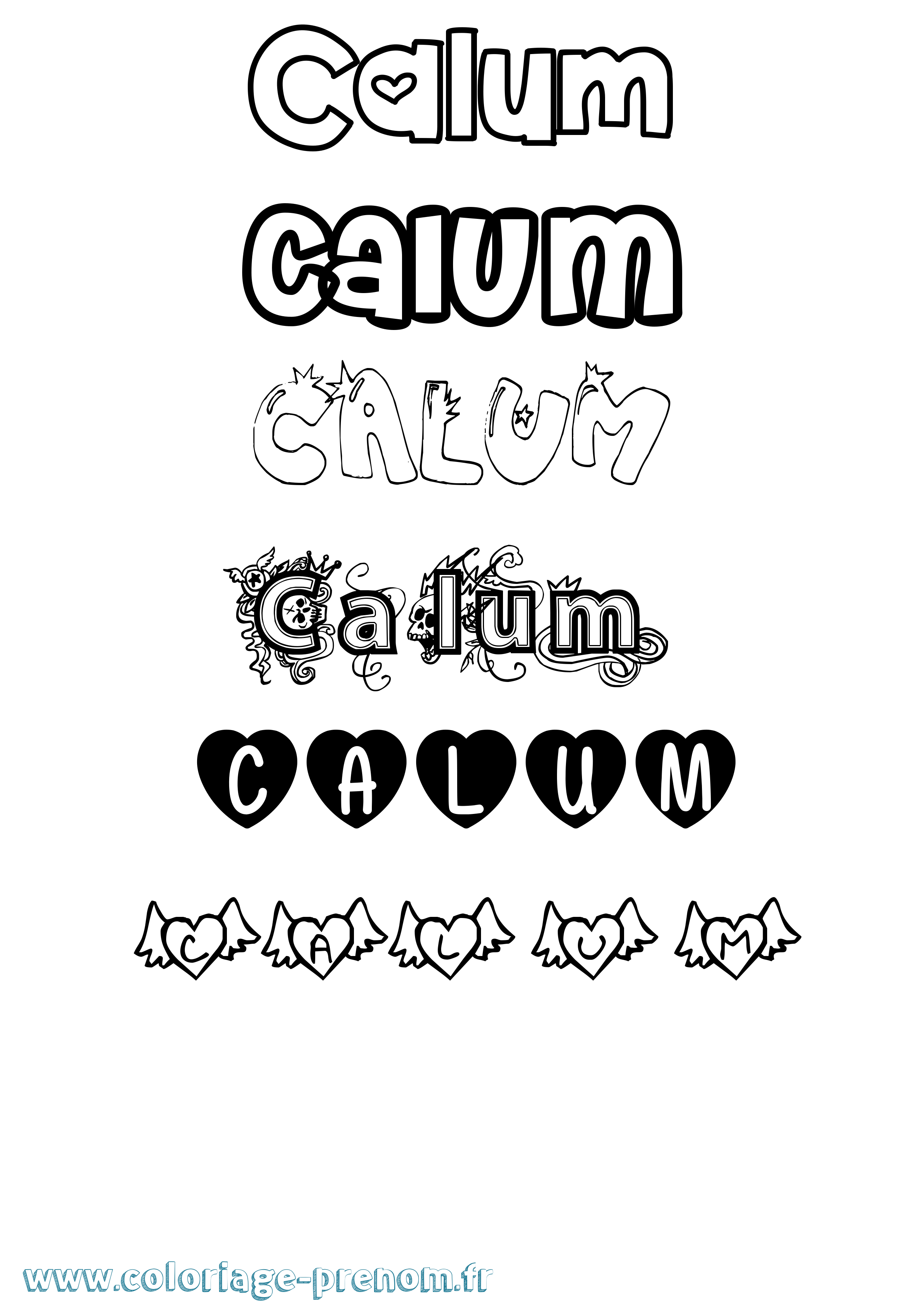 Coloriage prénom Calum Girly
