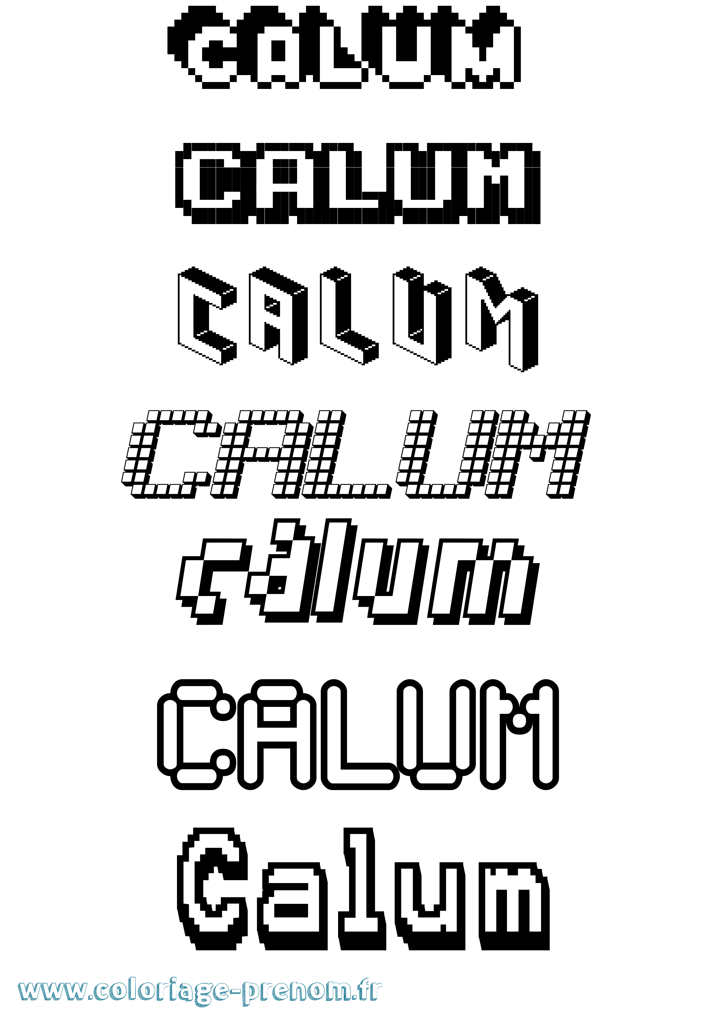 Coloriage prénom Calum Pixel