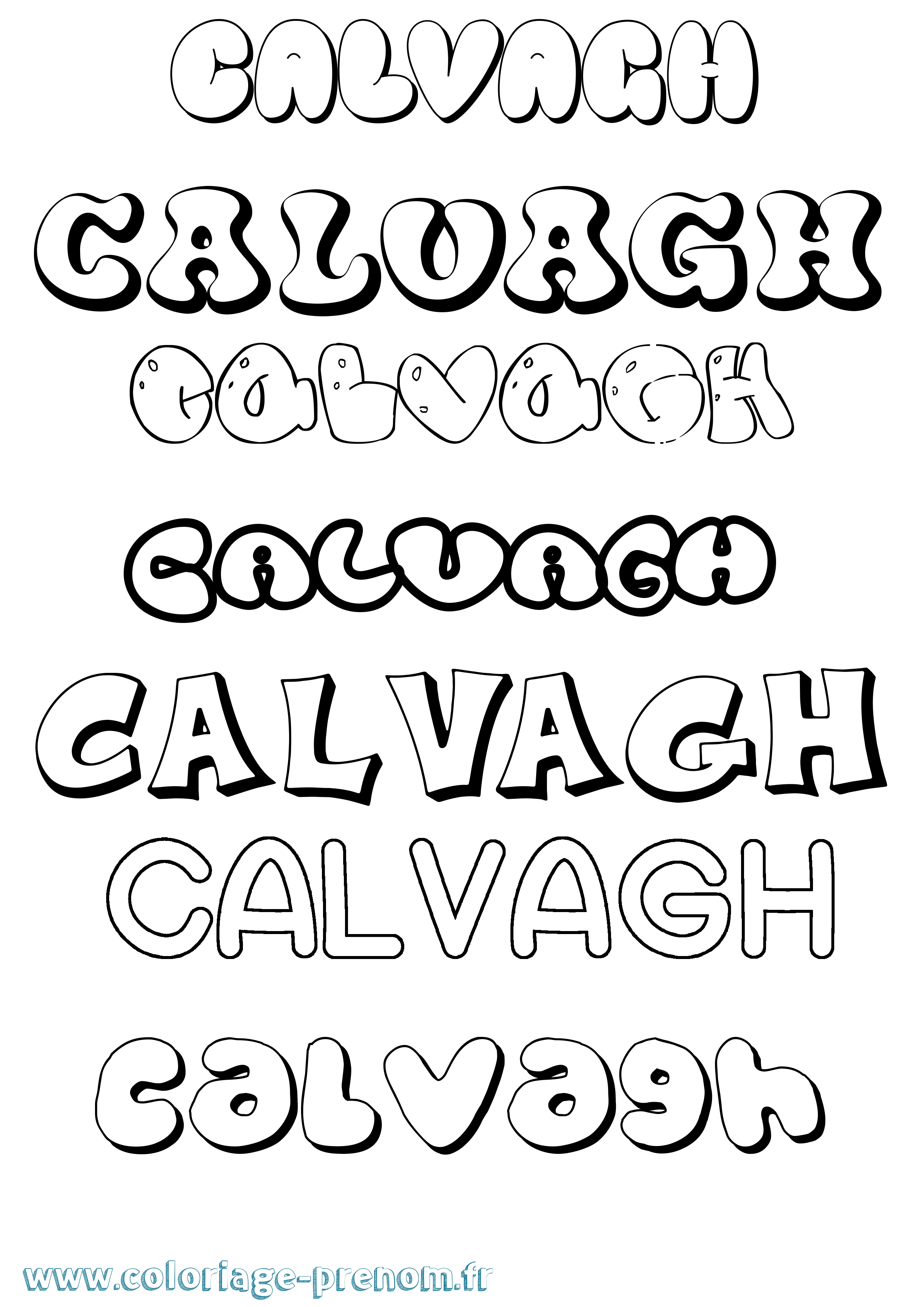 Coloriage Calvagh Bubble Coloriage prénom Calvagh Bubble