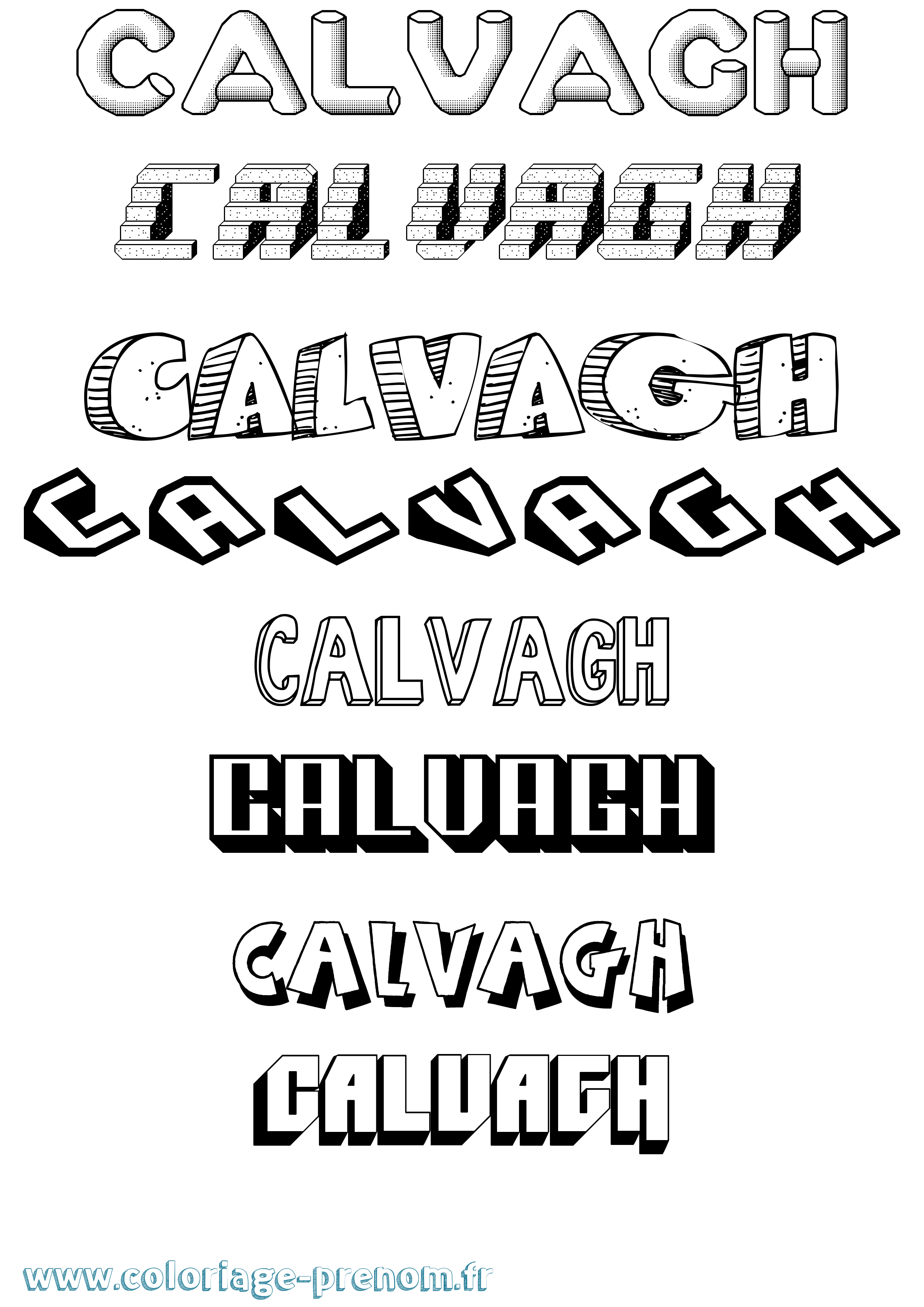 Coloriage Calvagh Effet 3D Coloriage prénom Calvagh Effet 3D