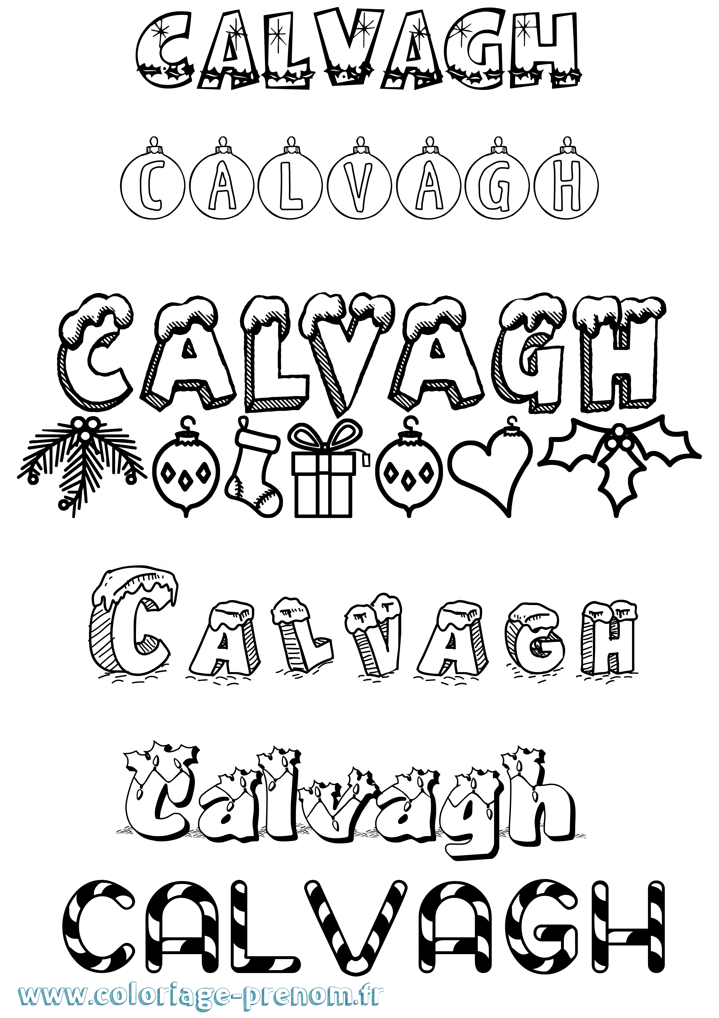 Coloriage Calvagh Noël Coloriage prénom Calvagh Noël