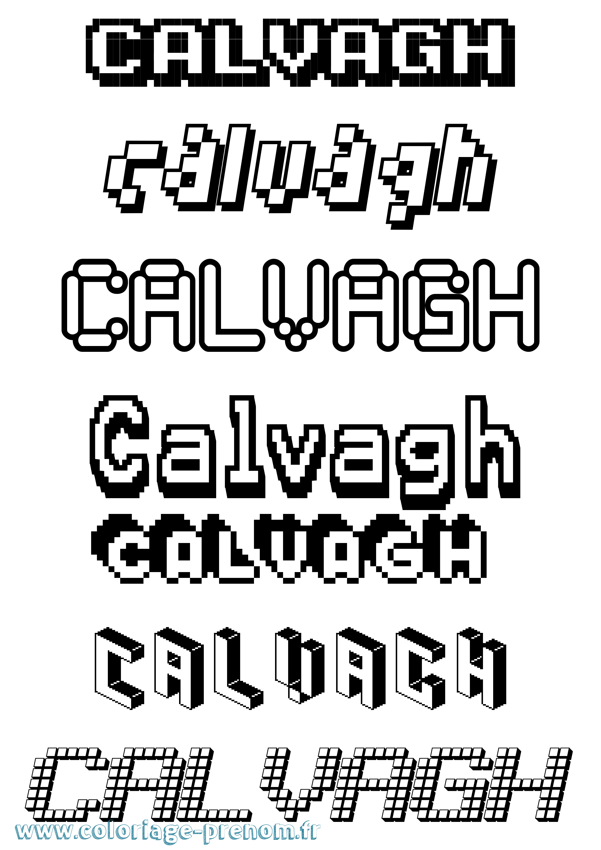 Coloriage Calvagh Pixel Coloriage prénom Calvagh Pixel