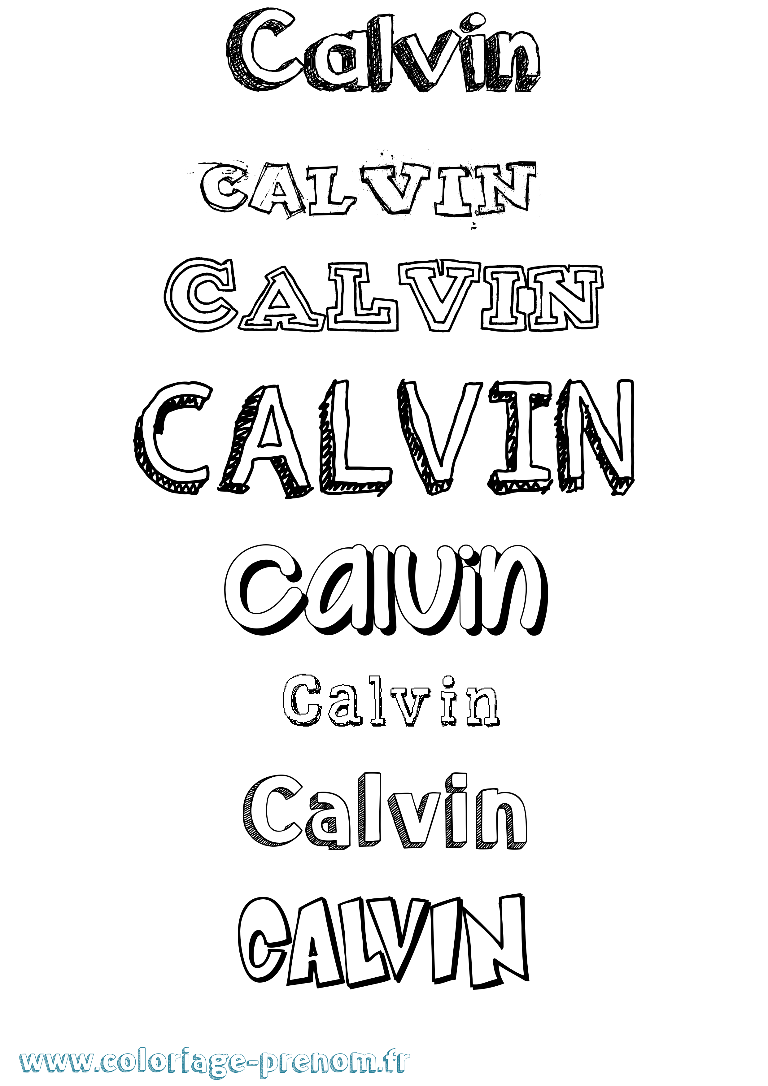 Coloriage prénom Calvin