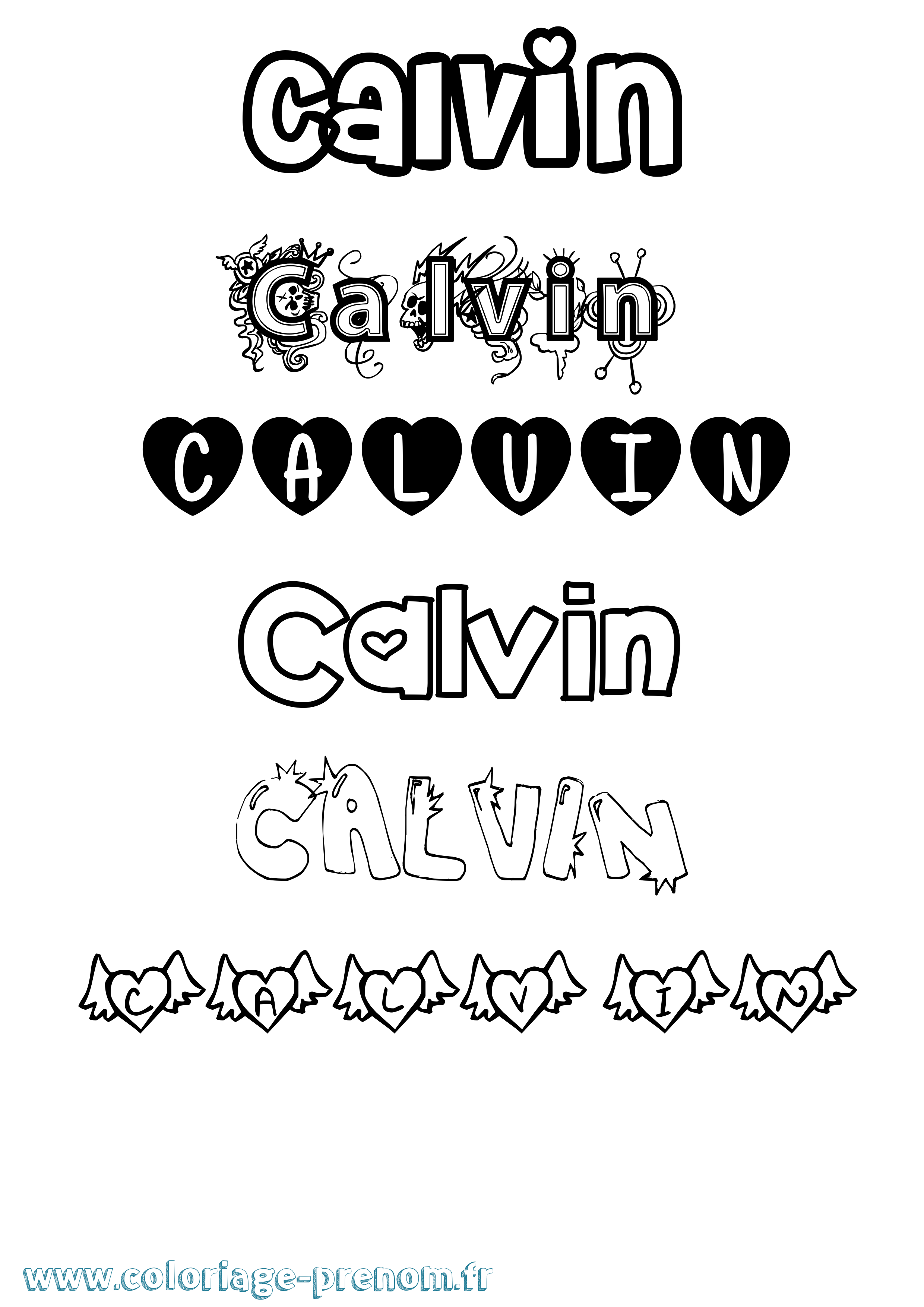 Coloriage prénom Calvin