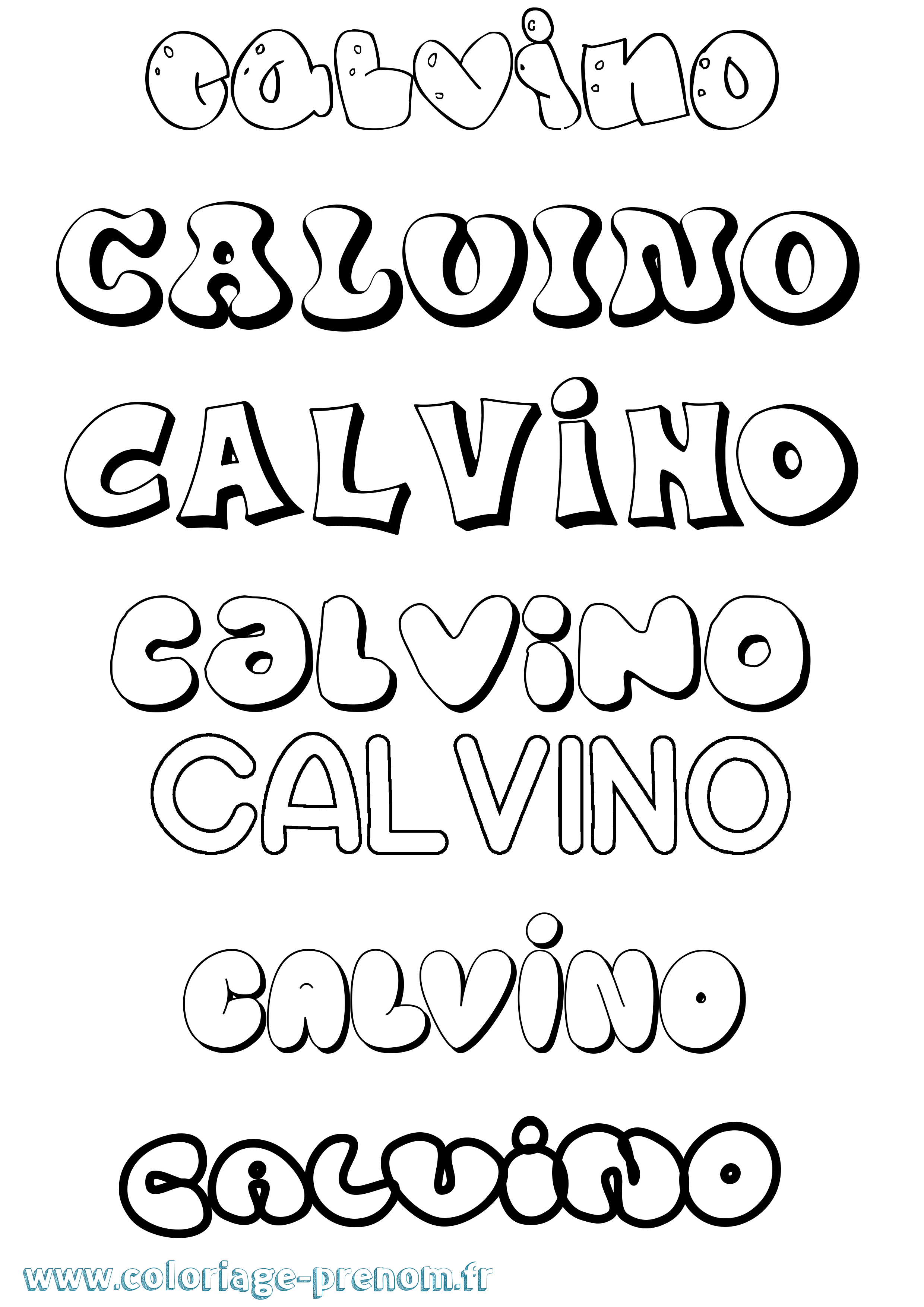 Coloriage prénom Calvino Bubble