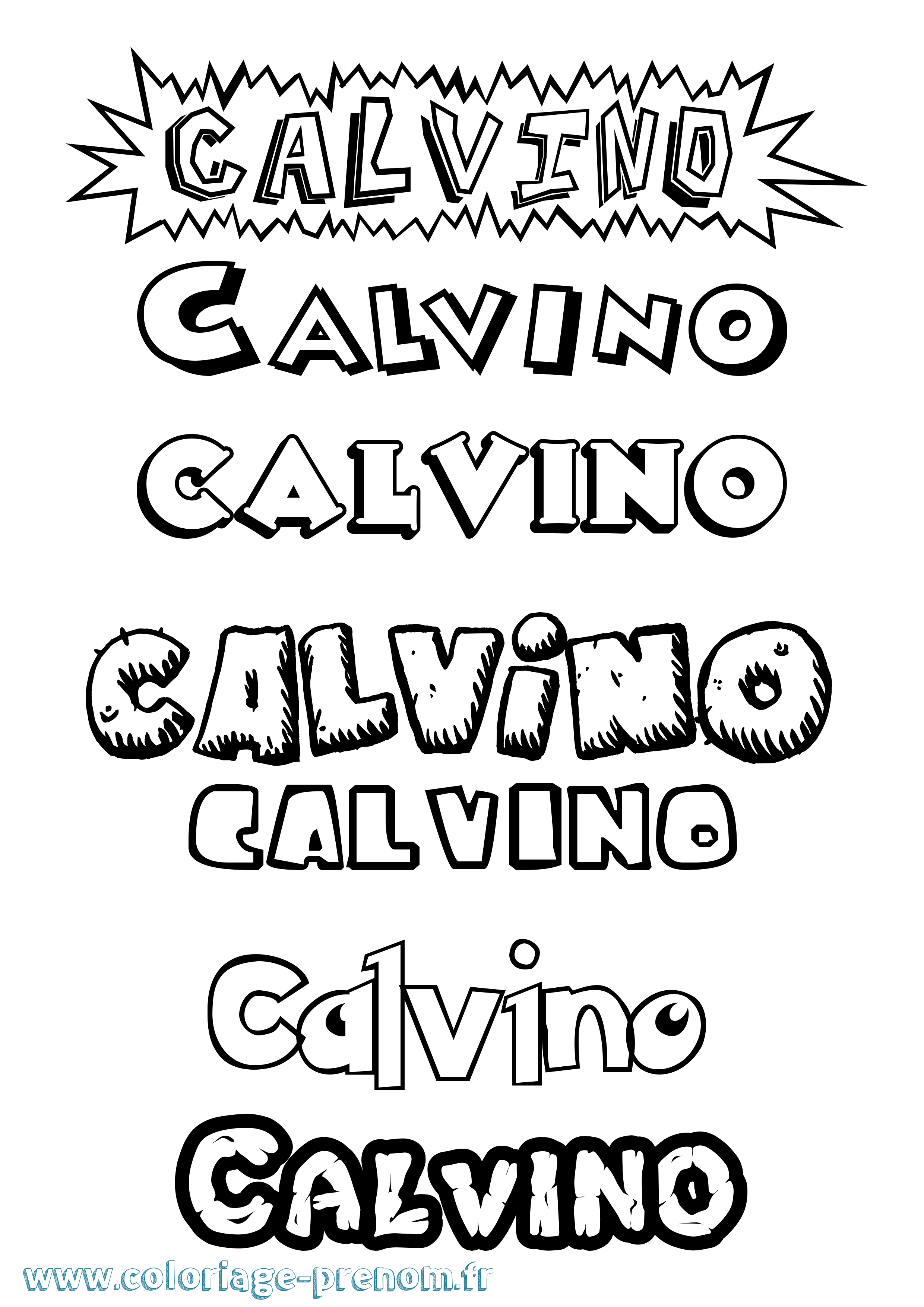 Coloriage prénom Calvino Dessin Animé