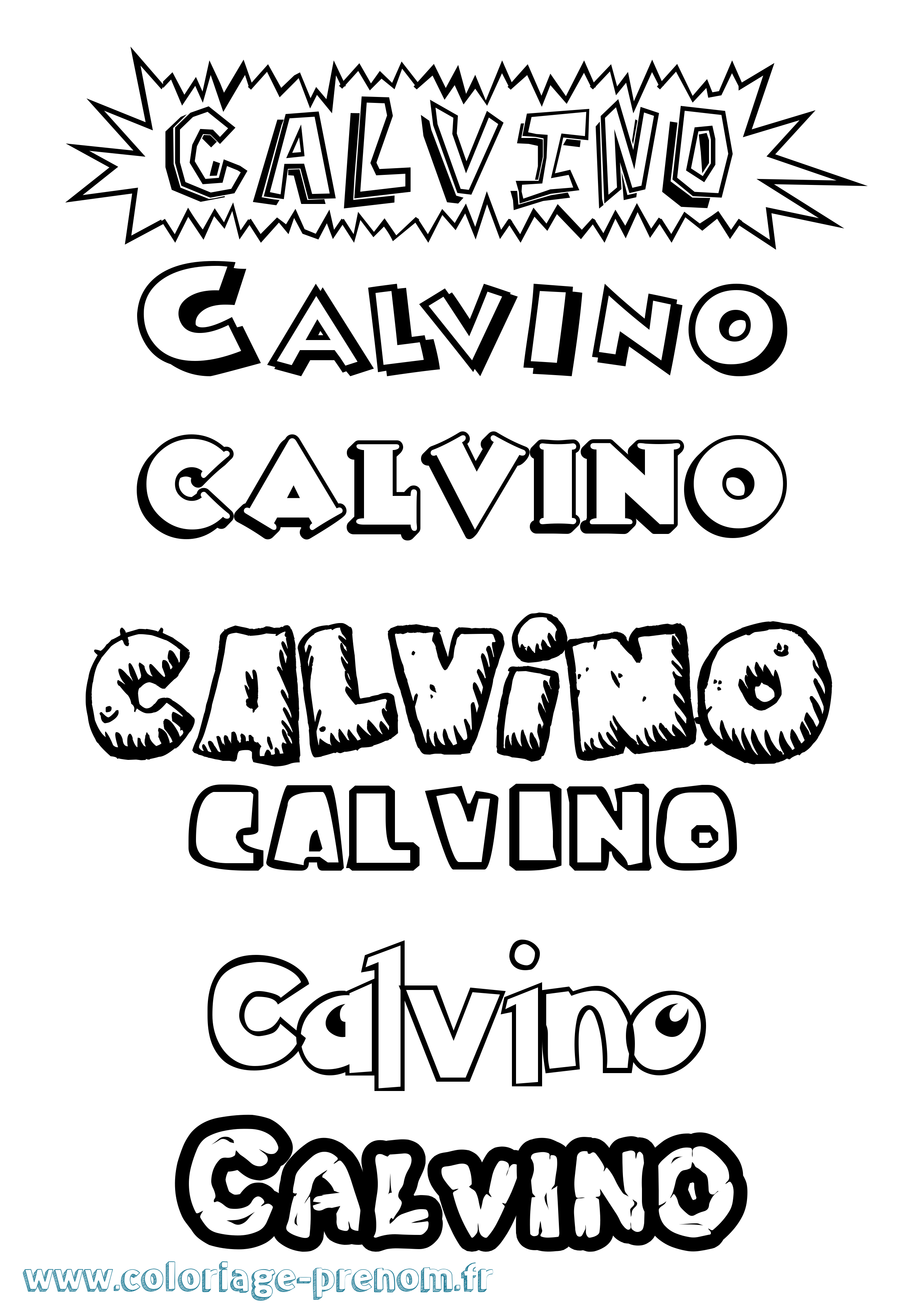 Coloriage Calvino Dessin Animé Coloriage prénom Calvino Dessin Animé