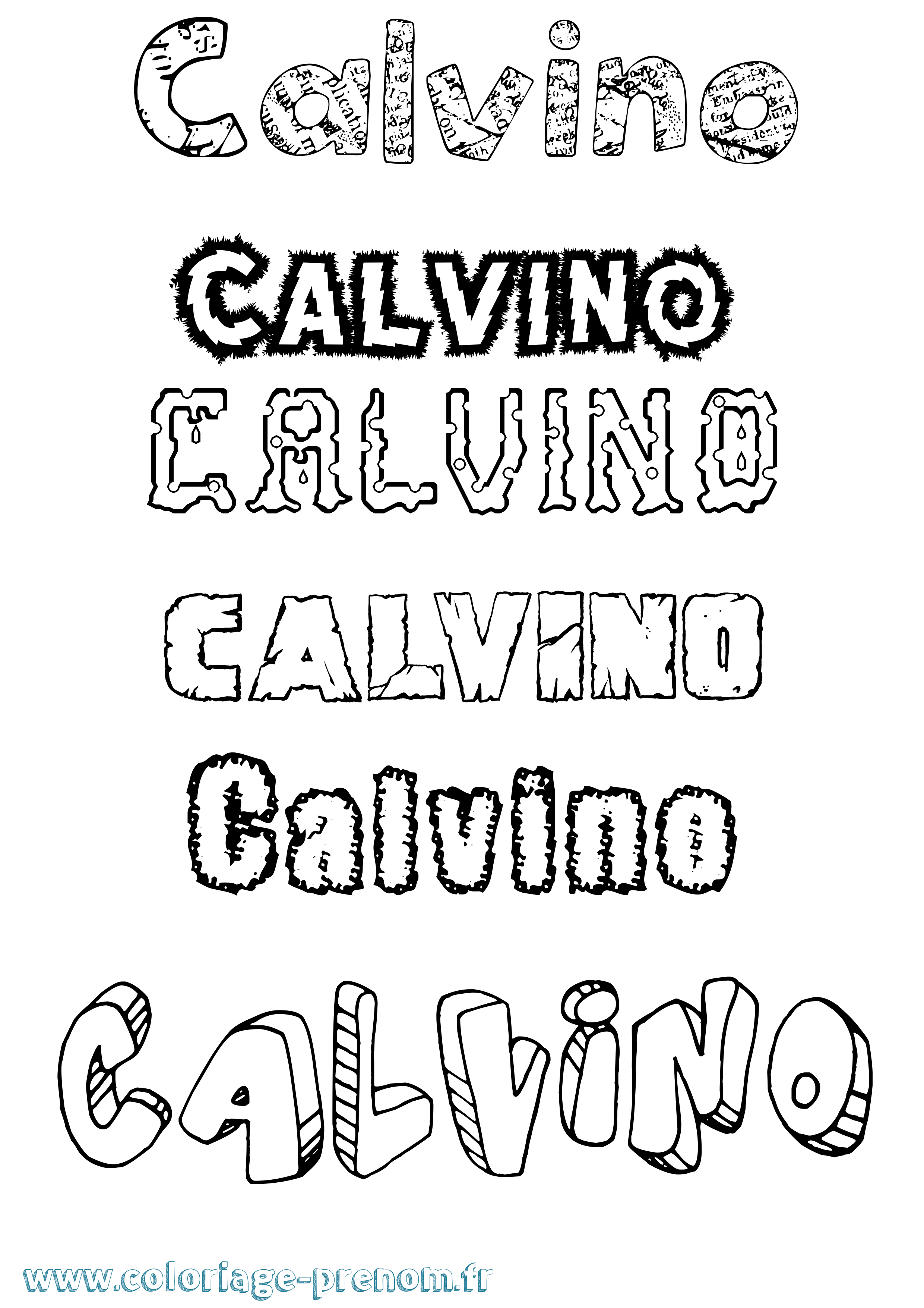 Coloriage Calvino Destructuré Coloriage prénom Calvino Destructuré